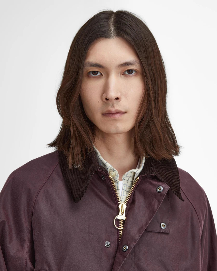 BARBOUR Oversized Bedale Waxed Jacket Bordeaux