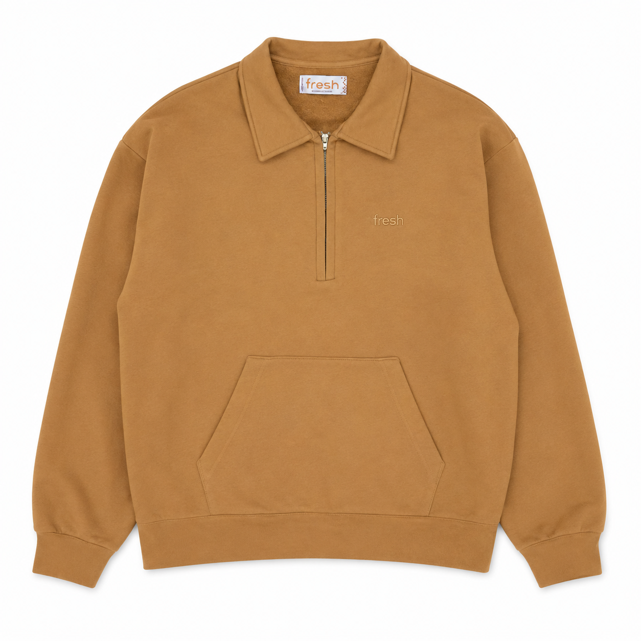 Sweat-shirt zippé FRESH Mike caramel salé en coton d'hiver