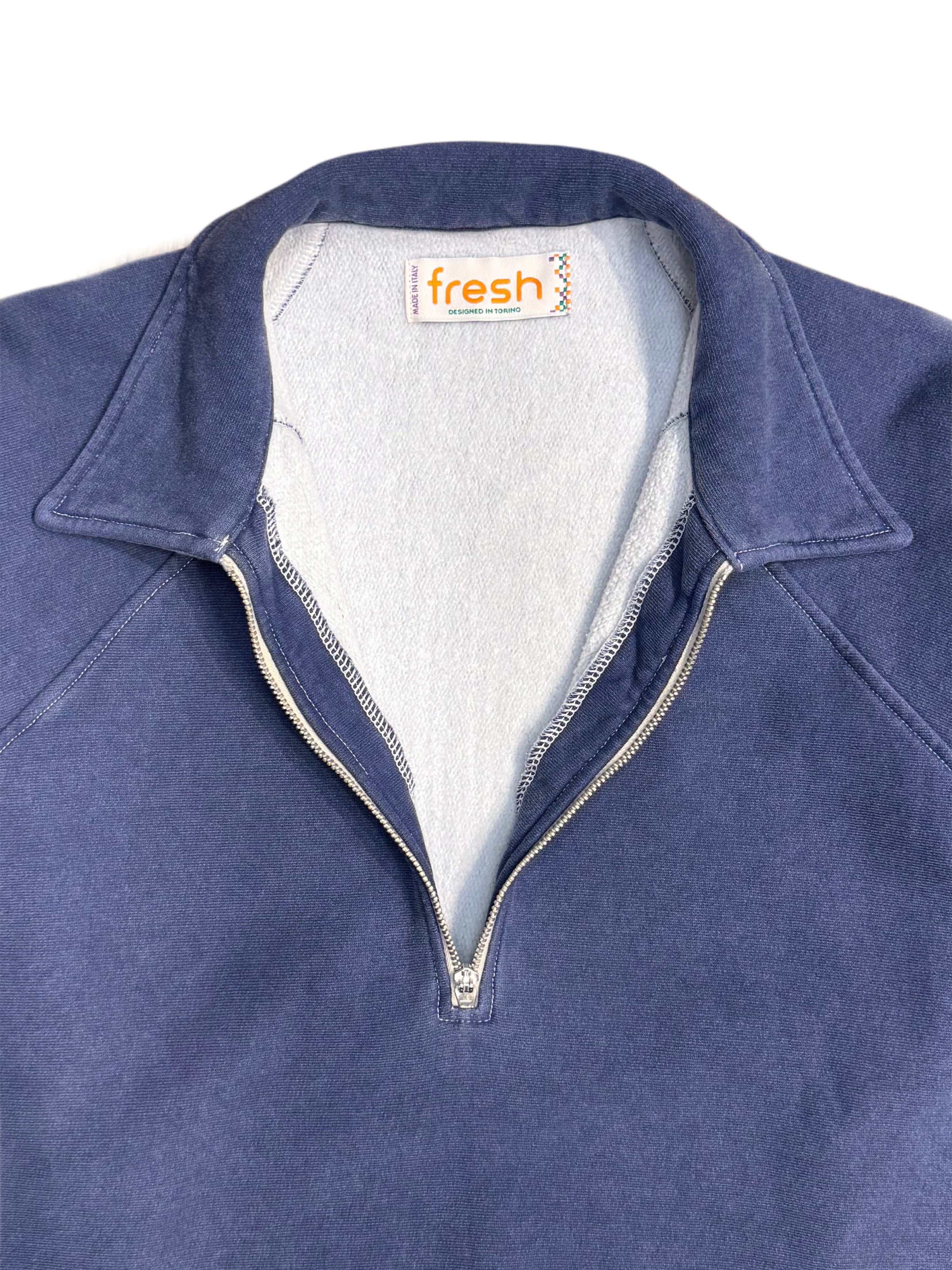 FRESH Ivy Plated Polo Sweatshirt in Indigo