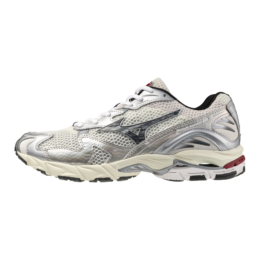 MIZUNO Wave Rider 10 Snow White Black Sand RythRed