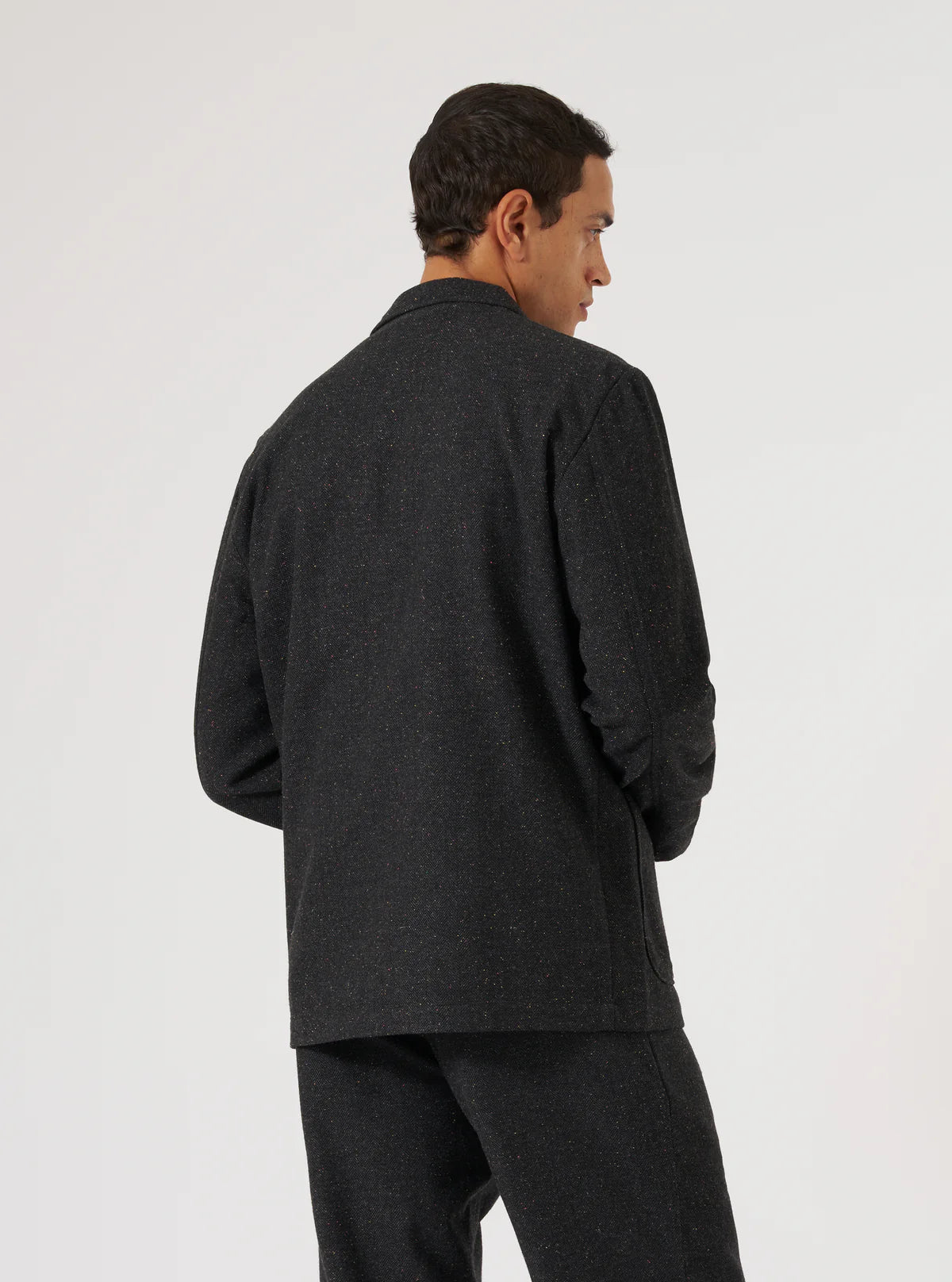 UNIVERSAL WORKS Black Salt N Pepper Tweed Three Button Jacket