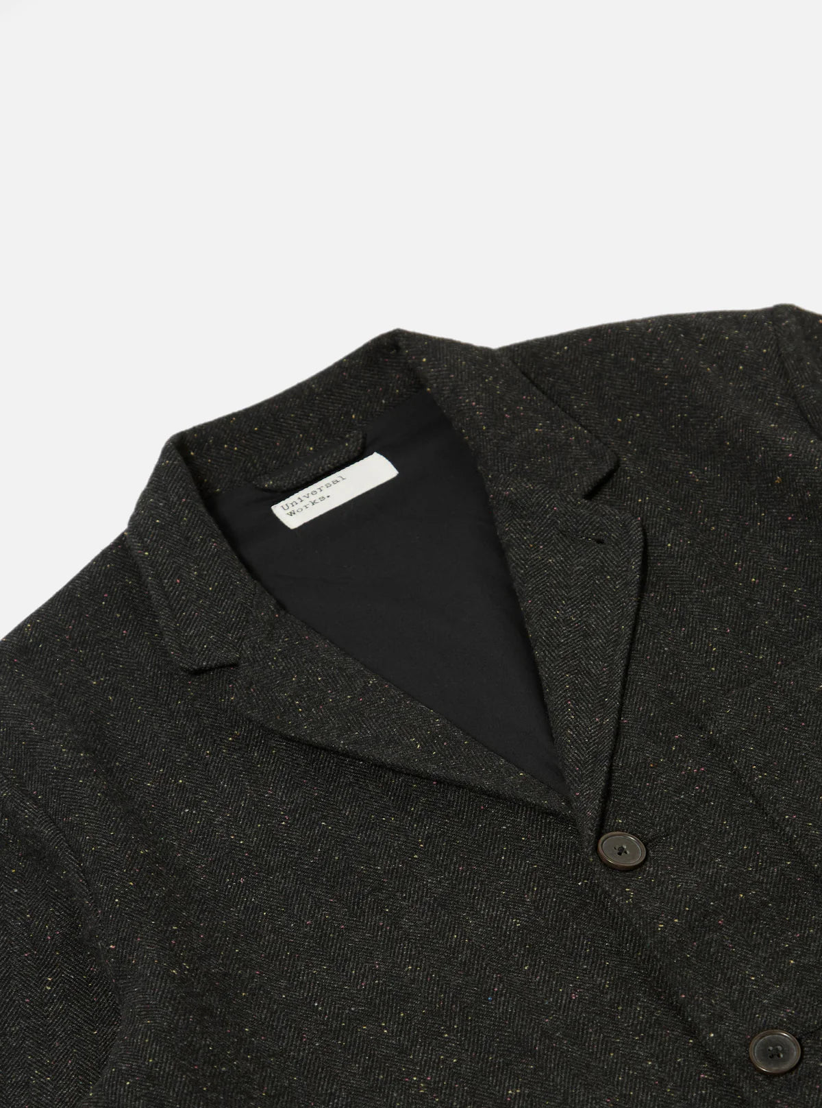 UNIVERSAL WORKS Black Salt N Pepper Tweed Three Button Jacket