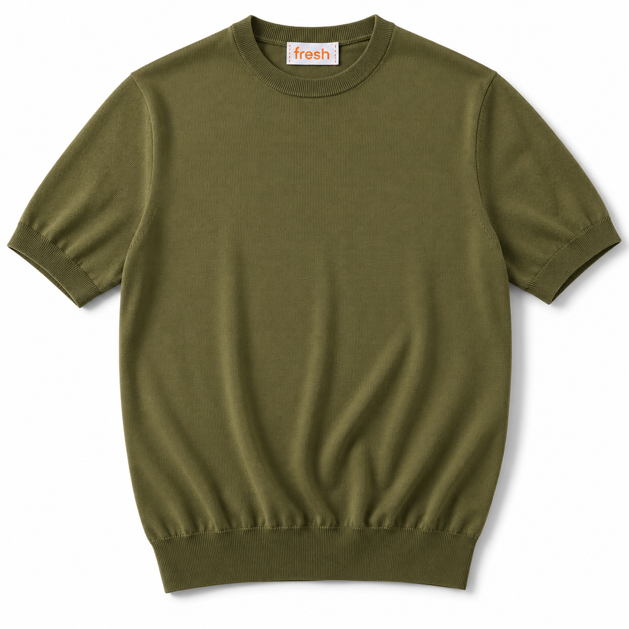 FRESH Biagio Extra Fine Cotton Knitted T-Shirt in Green