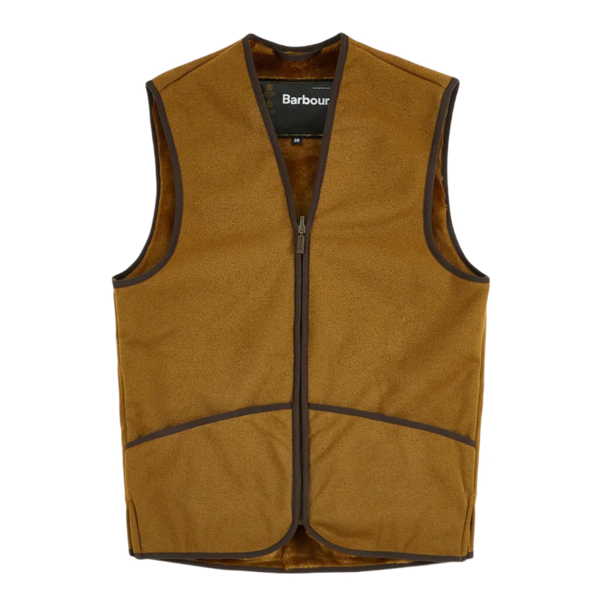 BARBOUR Gilet Chaud Pile Doublure Zippée Marron