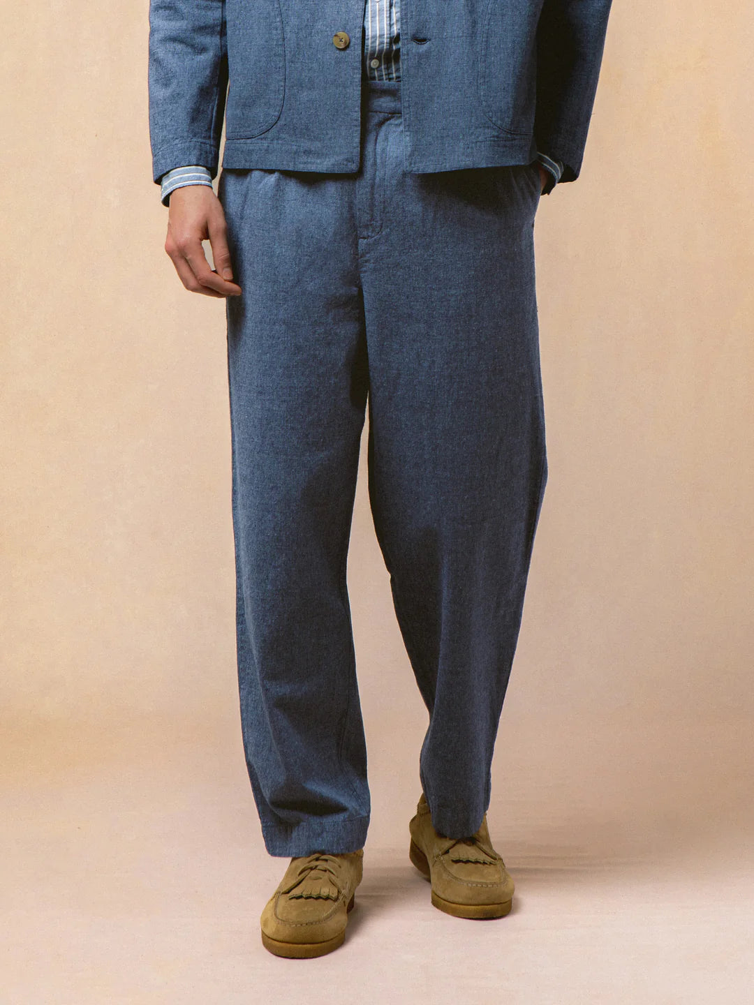 KESTIN Wick Trouser in Indigo Linen Marl