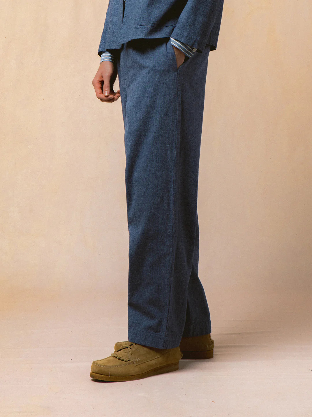 KESTIN Wick Trouser in Indigo Linen Marl