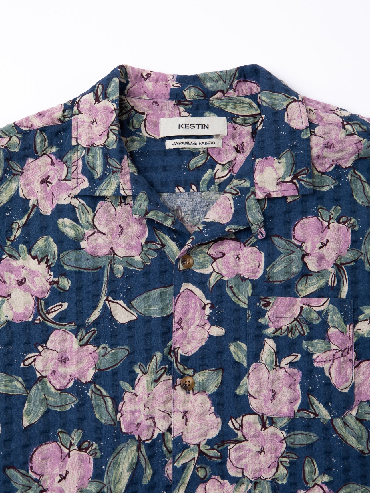 Camicia KESTIN Crammond in Seersucker floreale blu/lilla