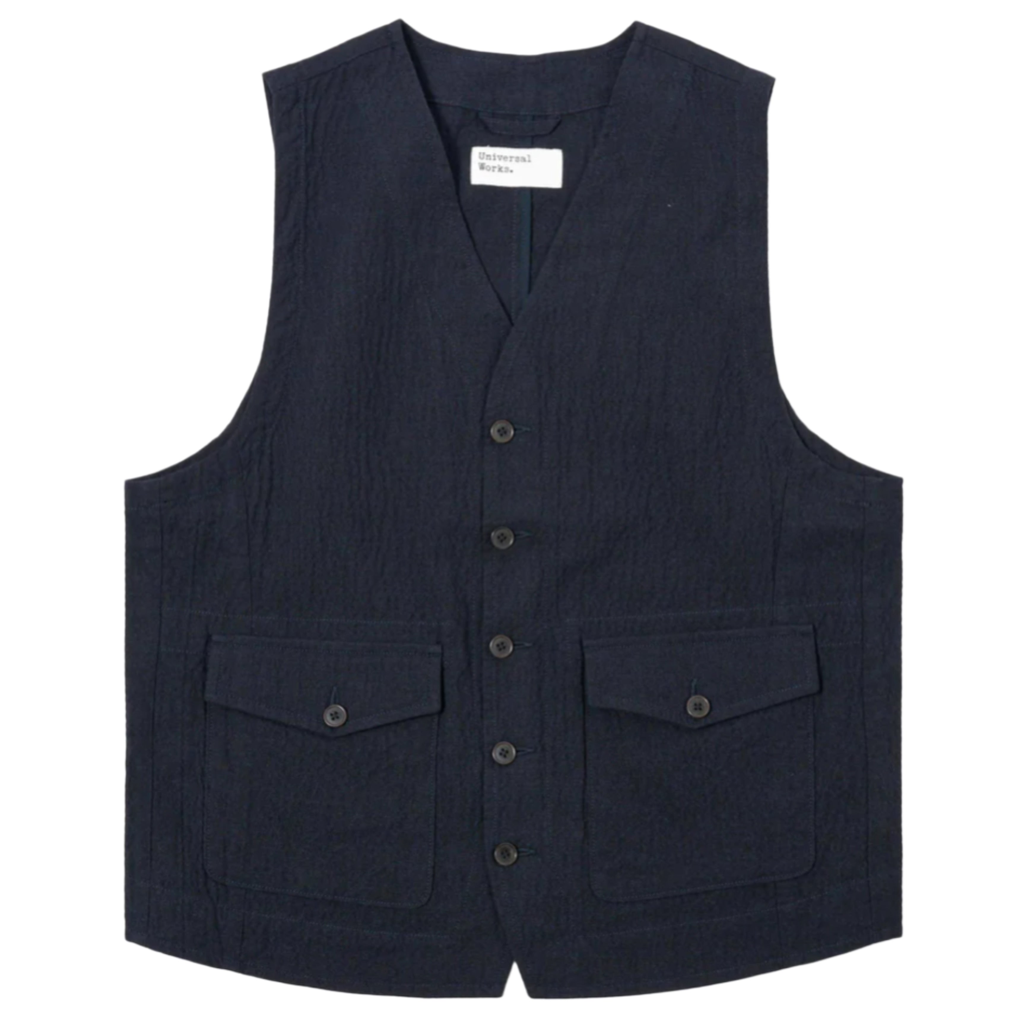 UNIVERSAL WORKS Dark Navy Ospina Cotton Field Waistcoat