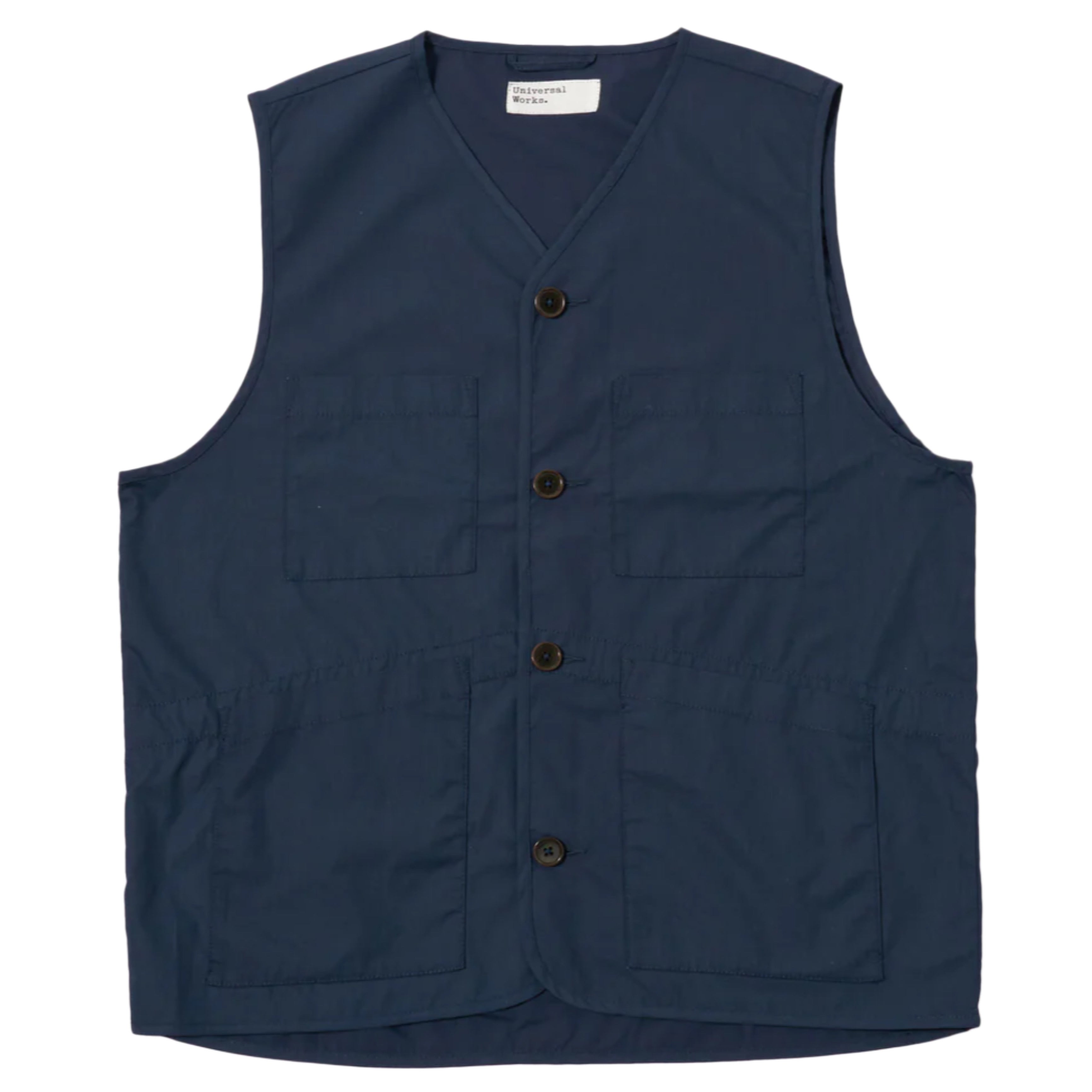 UNIVERSAL WORKS Navy Recycled Polytech City Waistcoat