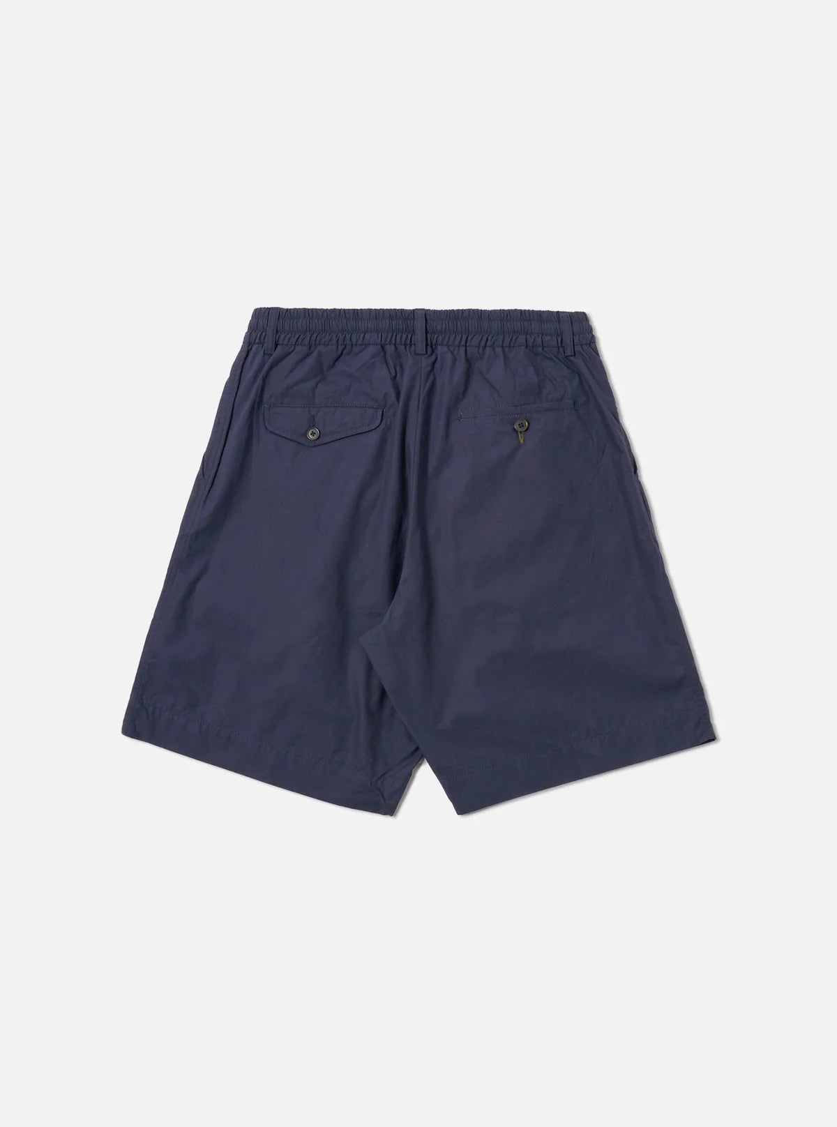 UNIVERSAL WORKS Navy Peached Poplin Pleated Track Short