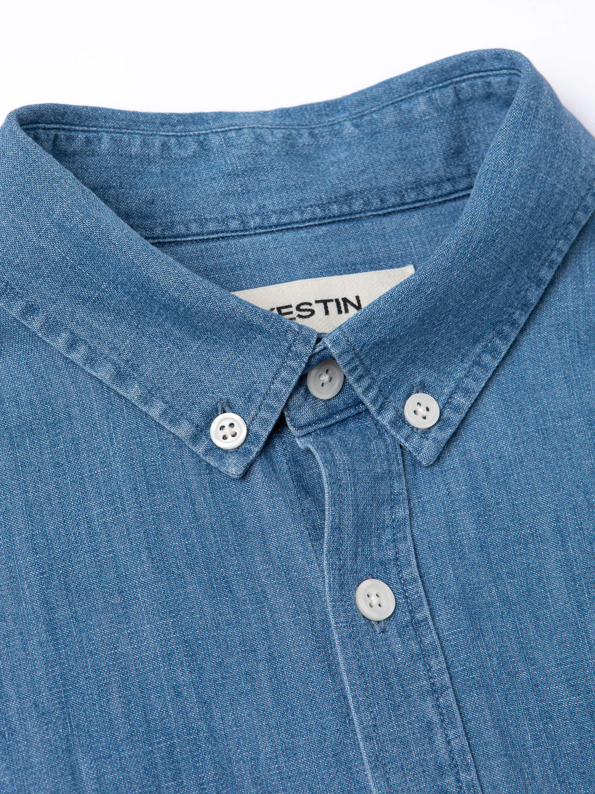 KESTIN Raeburn Button Down Shirt in Washed Denim