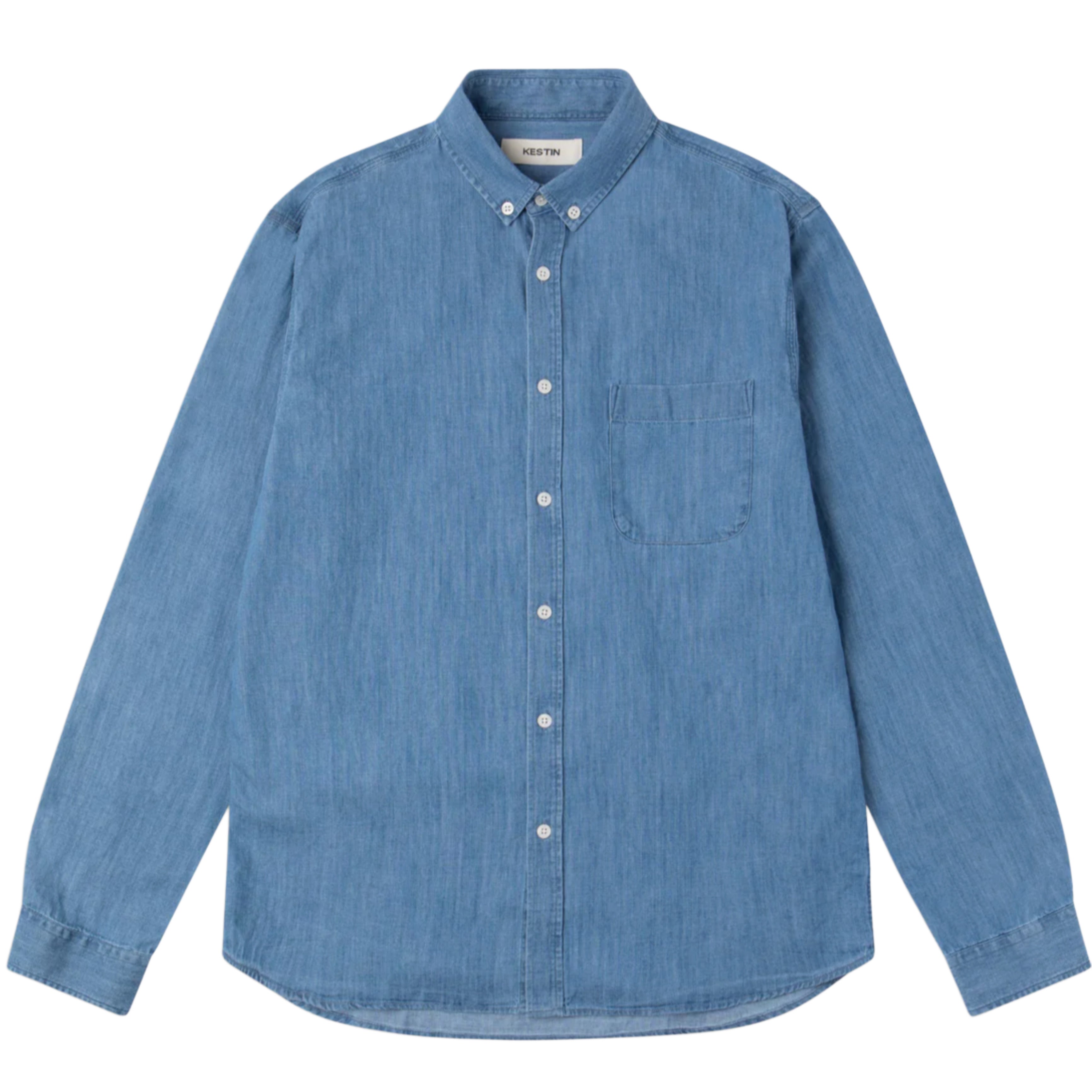 KESTIN Raeburn Button Down Shirt in Washed Denim
