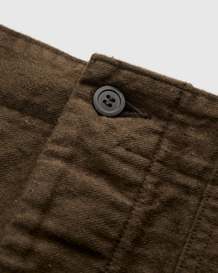 ORSLOW Relax Fit Cotton Linen Moleskin Fatigue Pants Coffee Brown