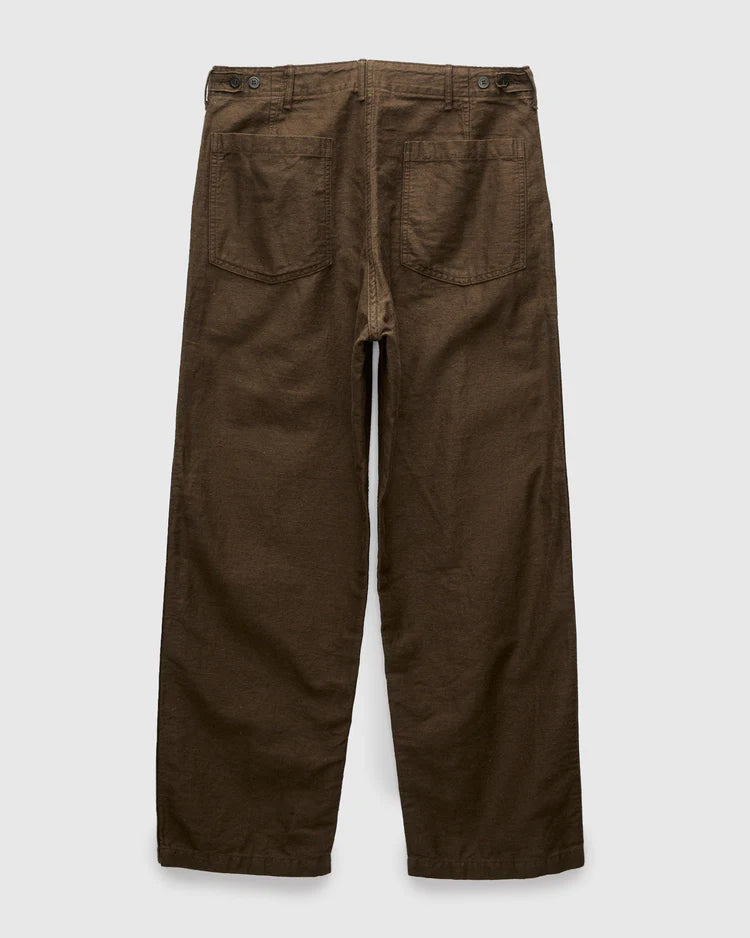 ORSLOW Relax Fit Cotton Linen Moleskin Fatigue Pants Coffee Brown
