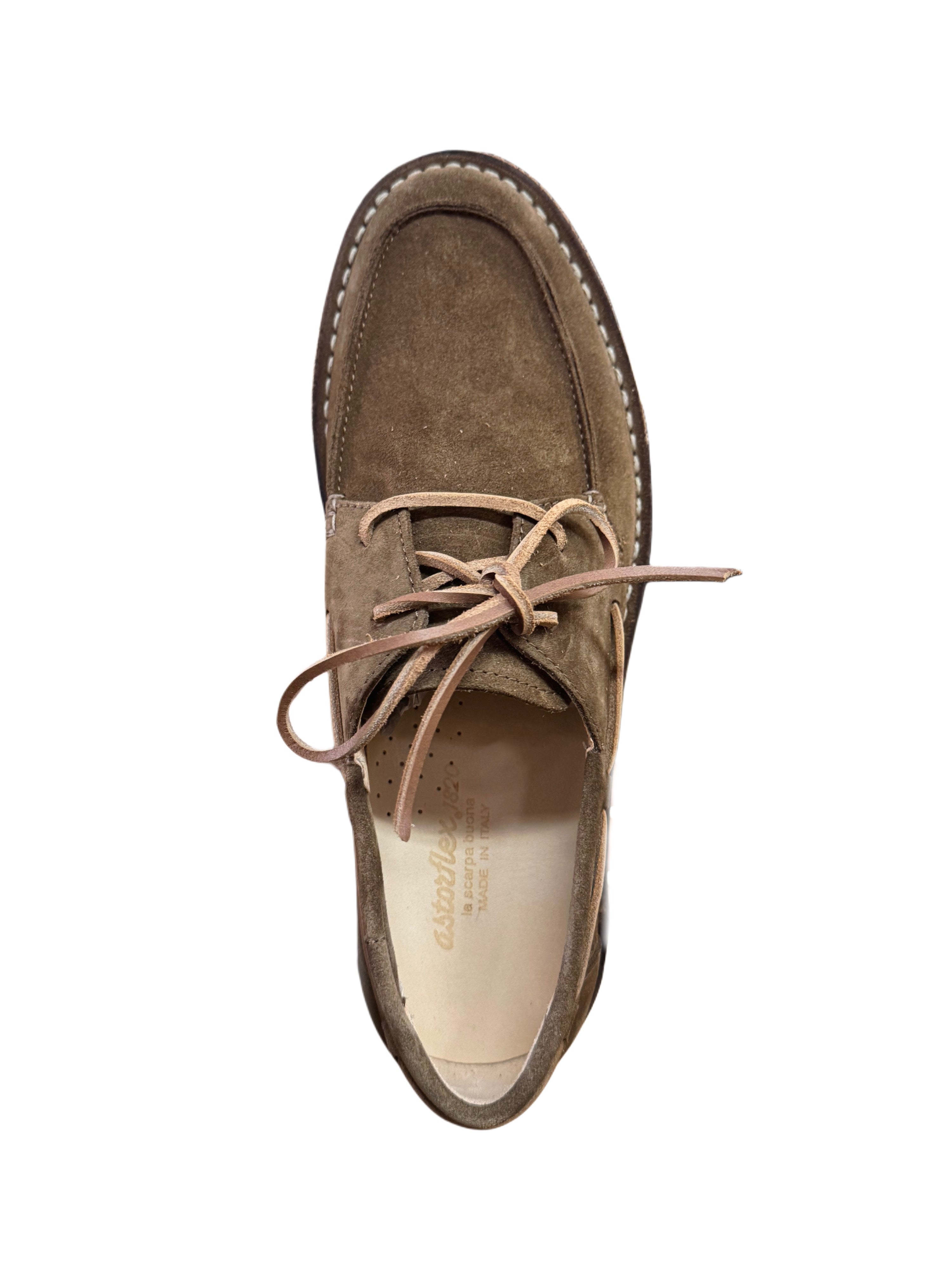 Chaussures bateau ASTORFLEX Dockflex en daim kaki foncé