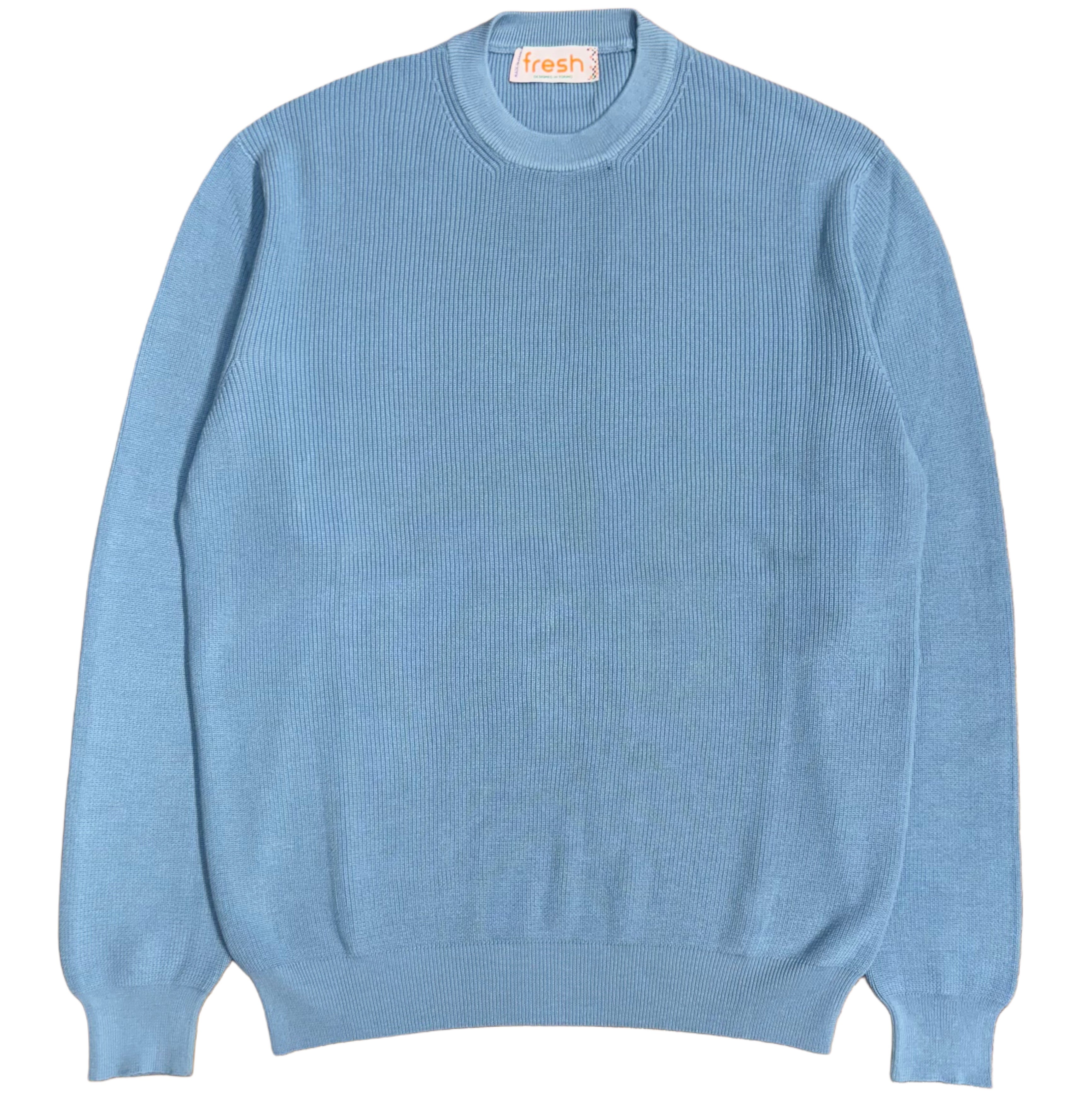 Pull ras du cou en coton italien FRESH René bleu bébé