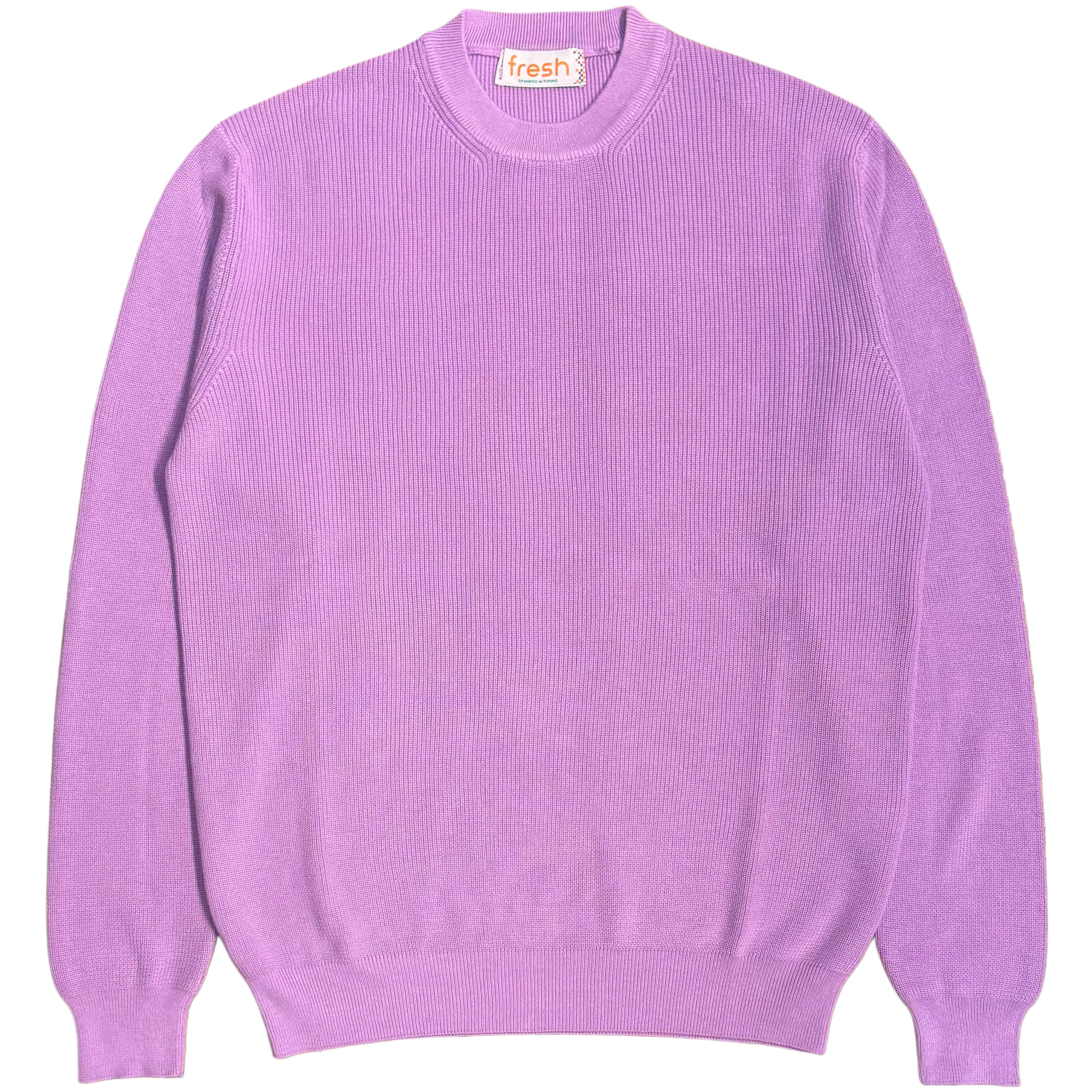 Pull ras du cou en coton italien FRESH René lilas