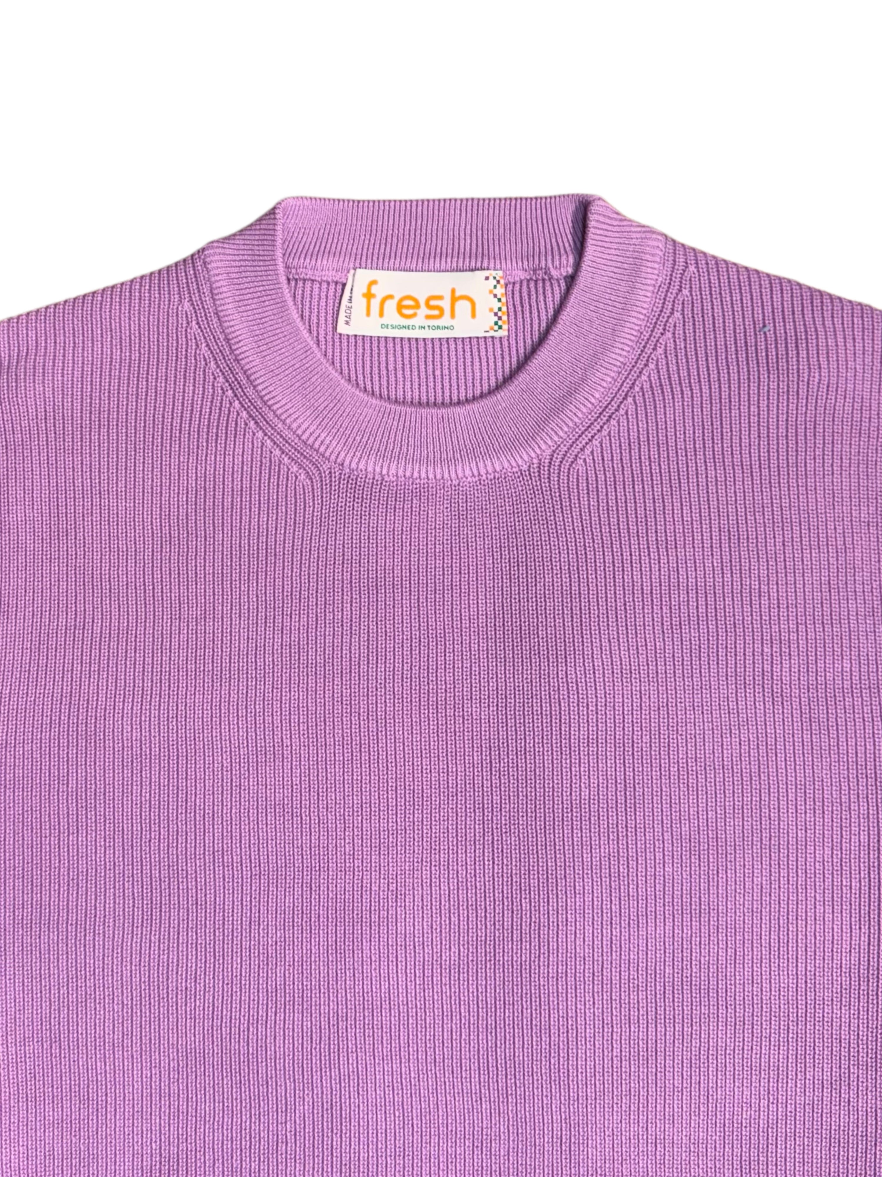 Pull ras du cou en coton italien FRESH René lilas