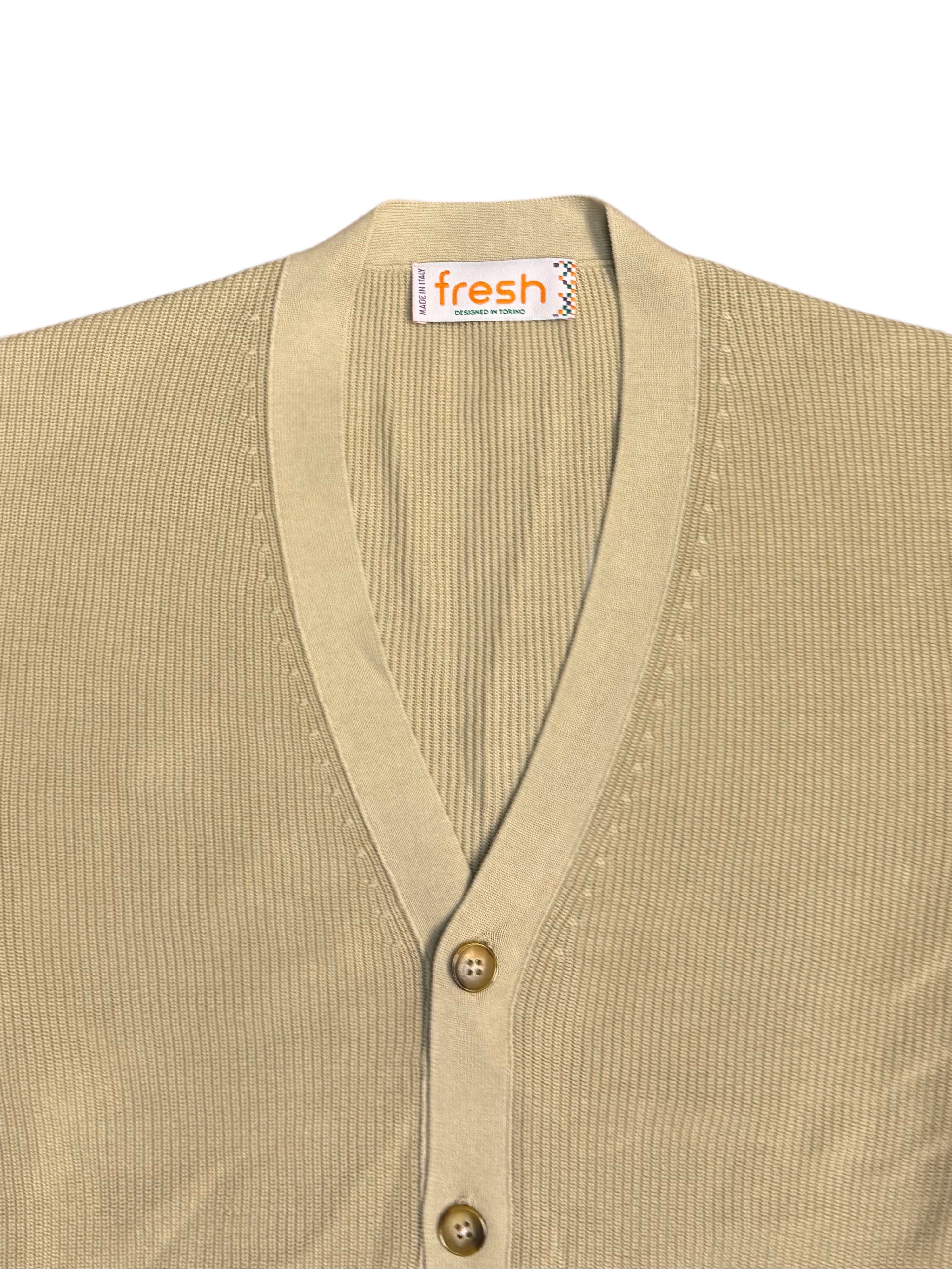Cardigan FRESH Scott en coton italien couleur sable