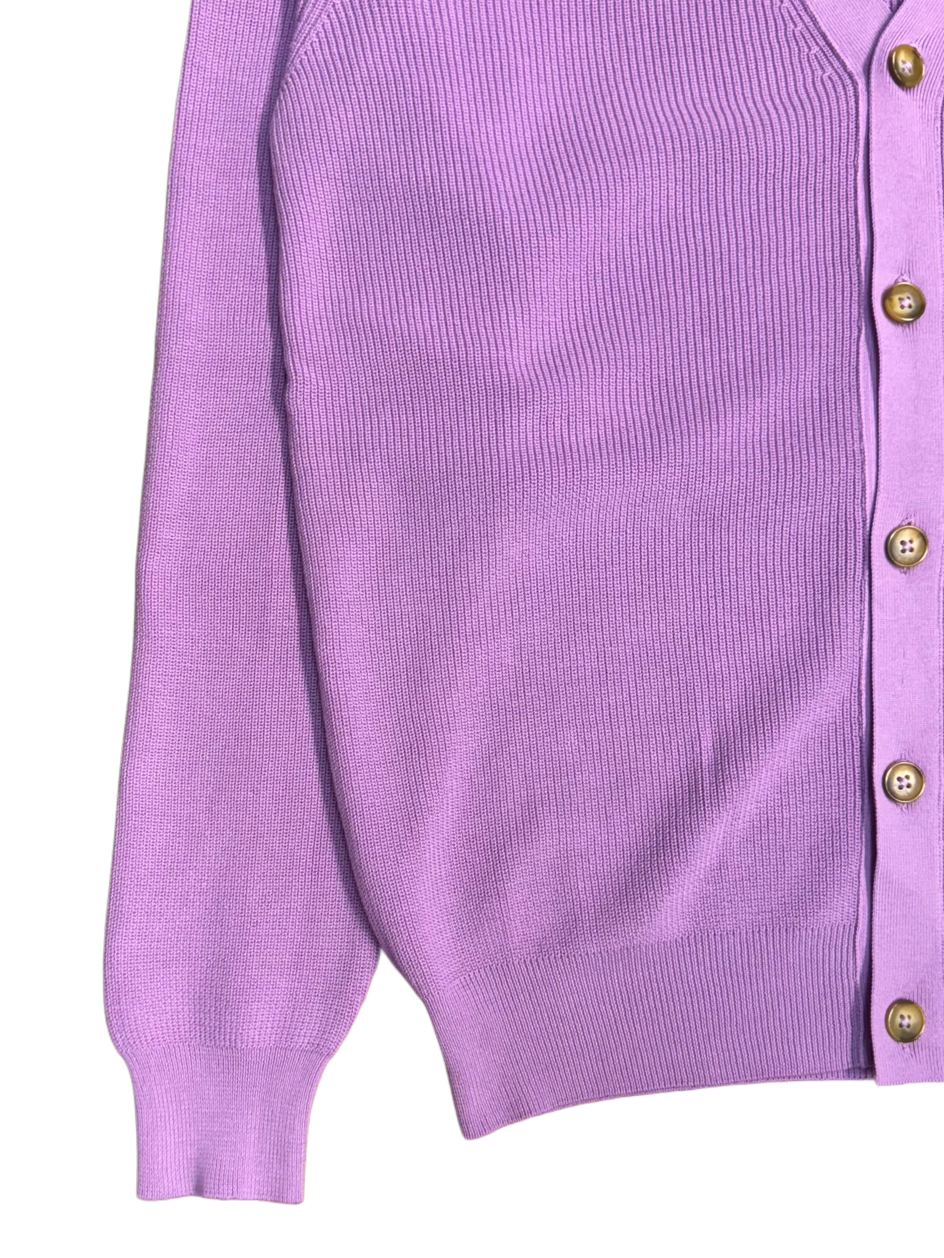 FRESH Scott Italian Cotton Cardigan in Lilac