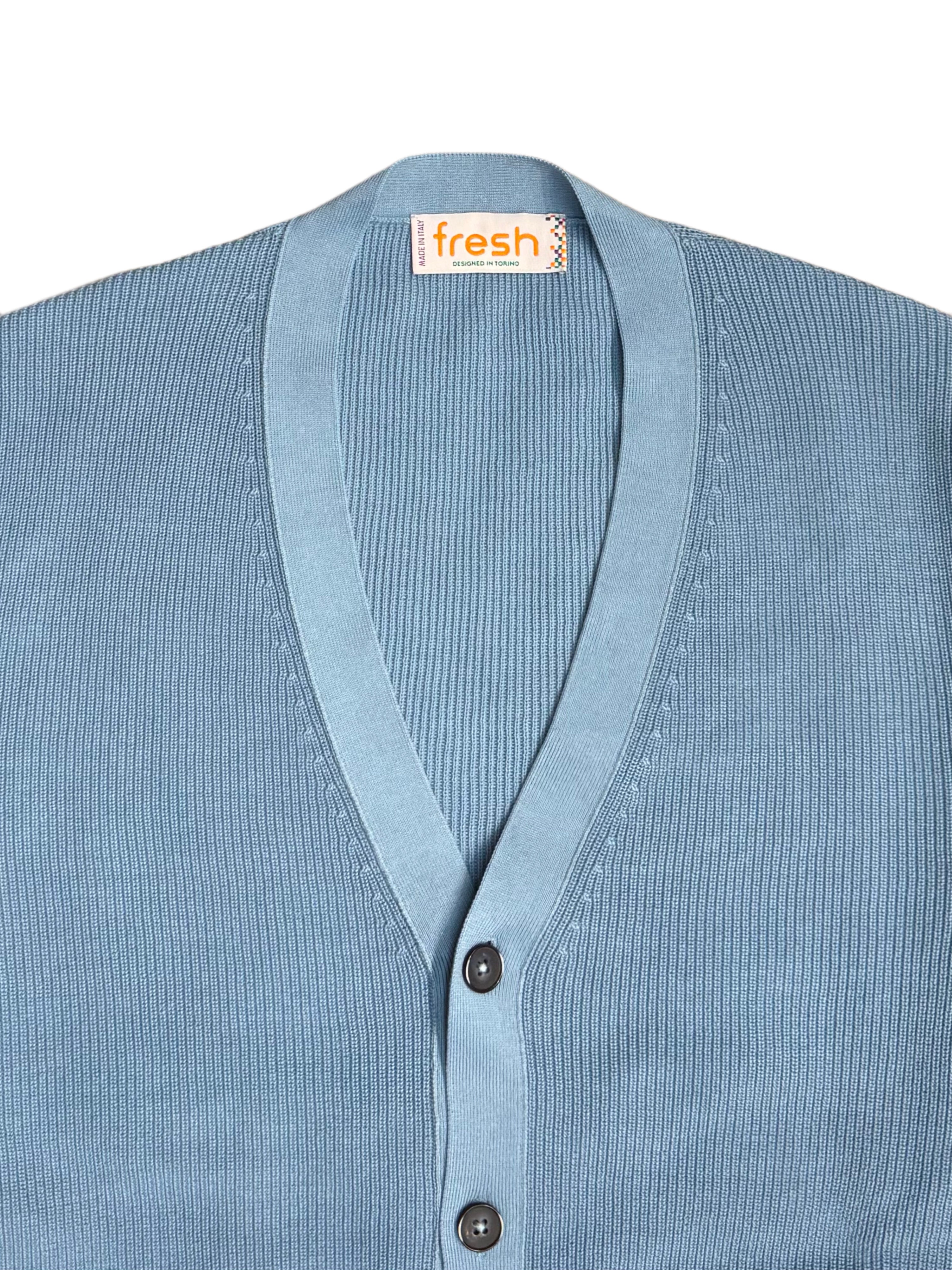 FRESH Scott Italian Cotton Cardigan in Baby Blue