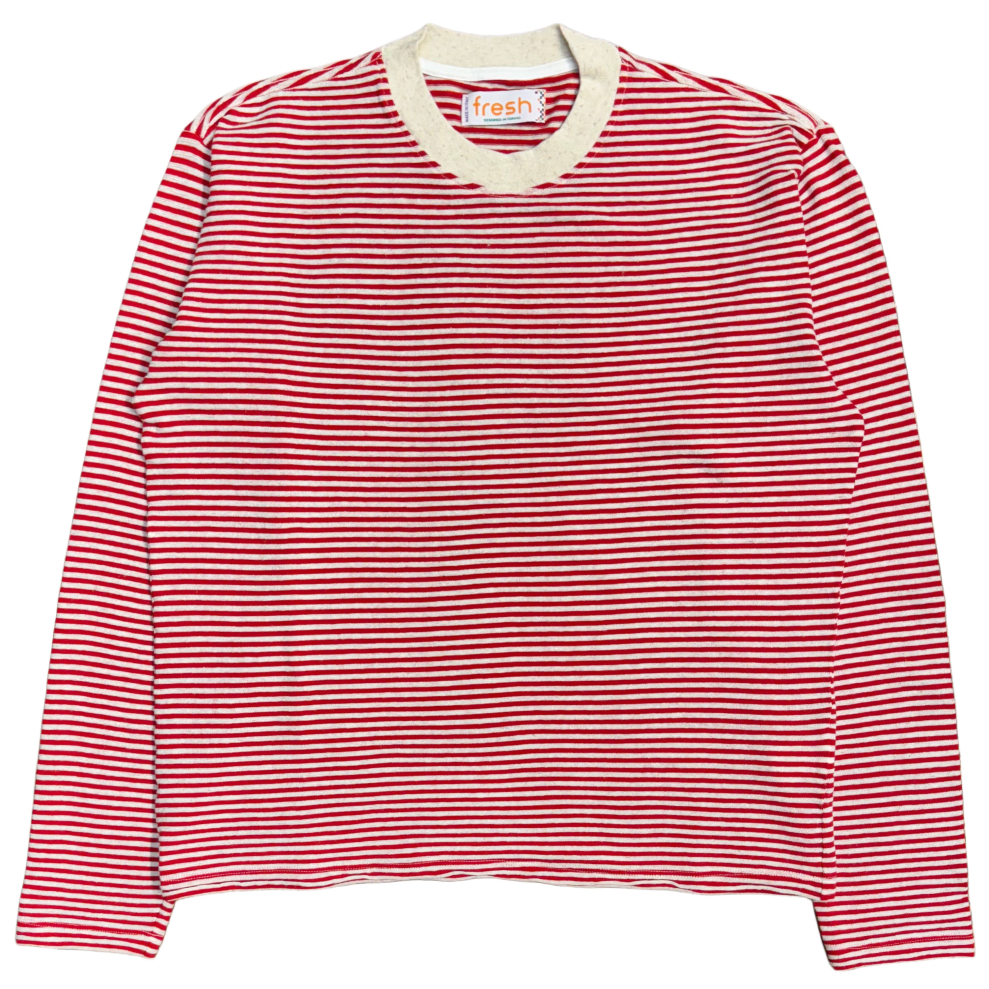 T-shirt rayé à manches longues FRESH Marina en blanc et rouge