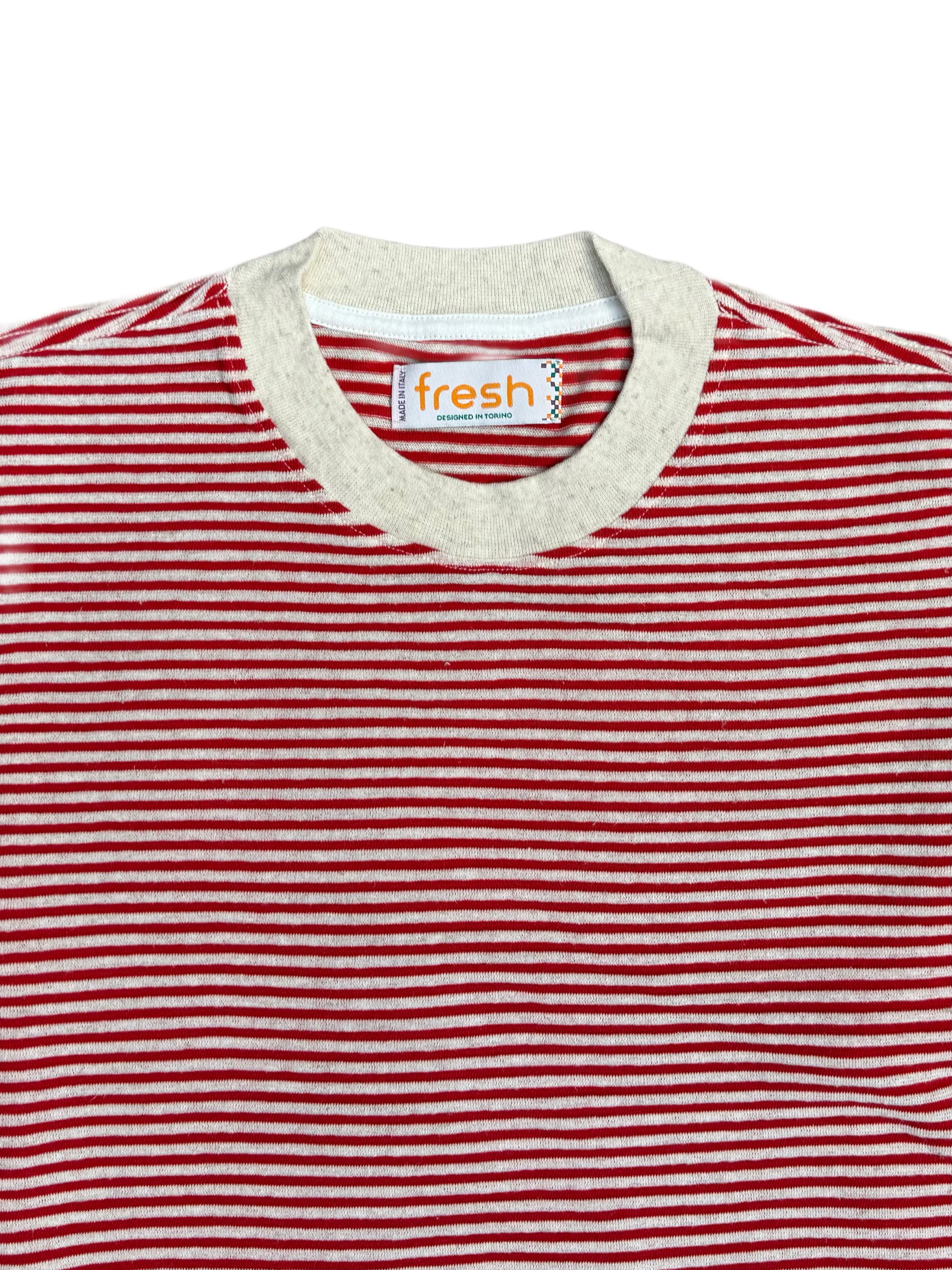 T-shirt rayé à manches longues FRESH Marina en blanc et rouge