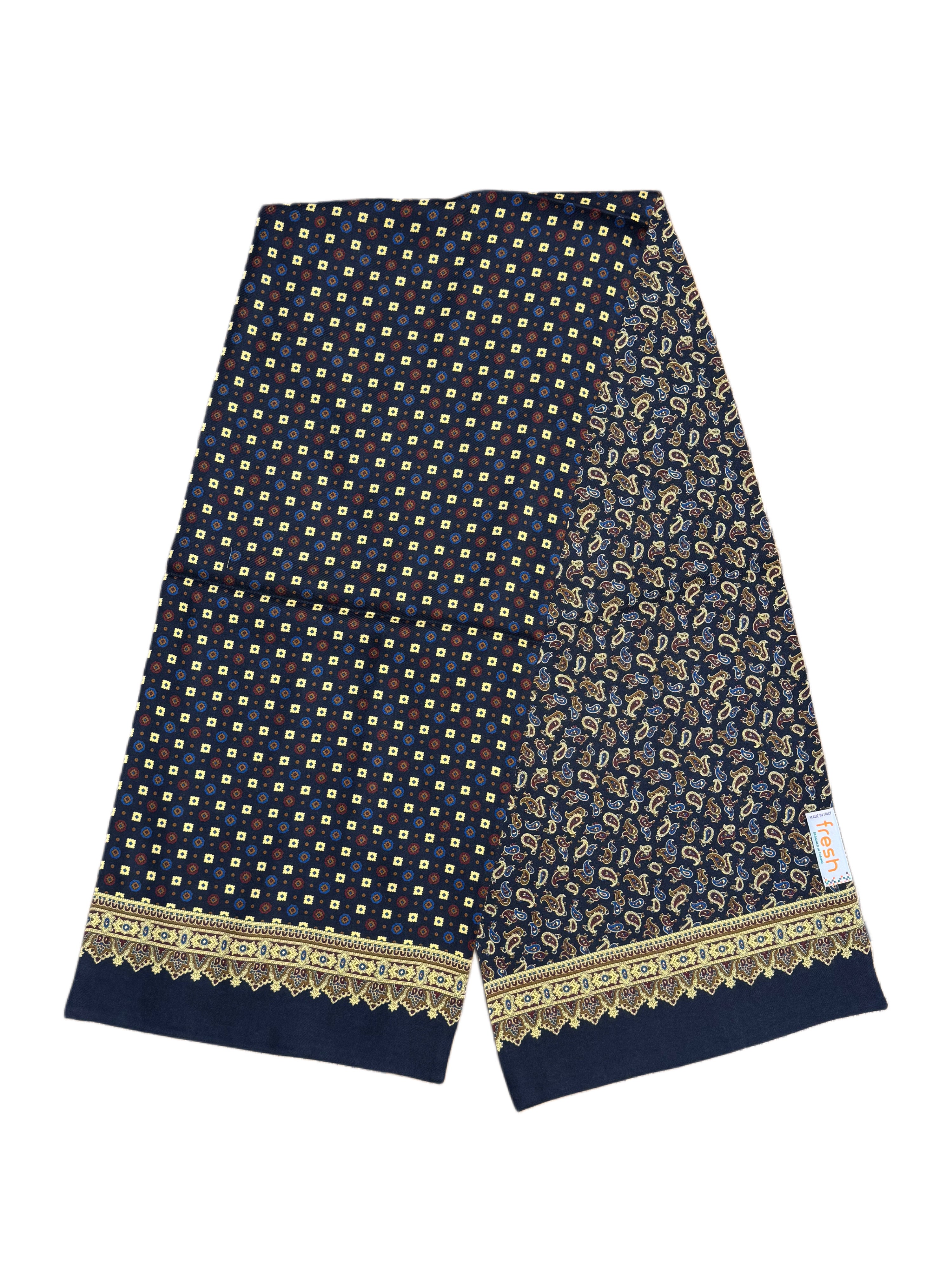 FRESH Fine Wool Scarf in Navy Paisley