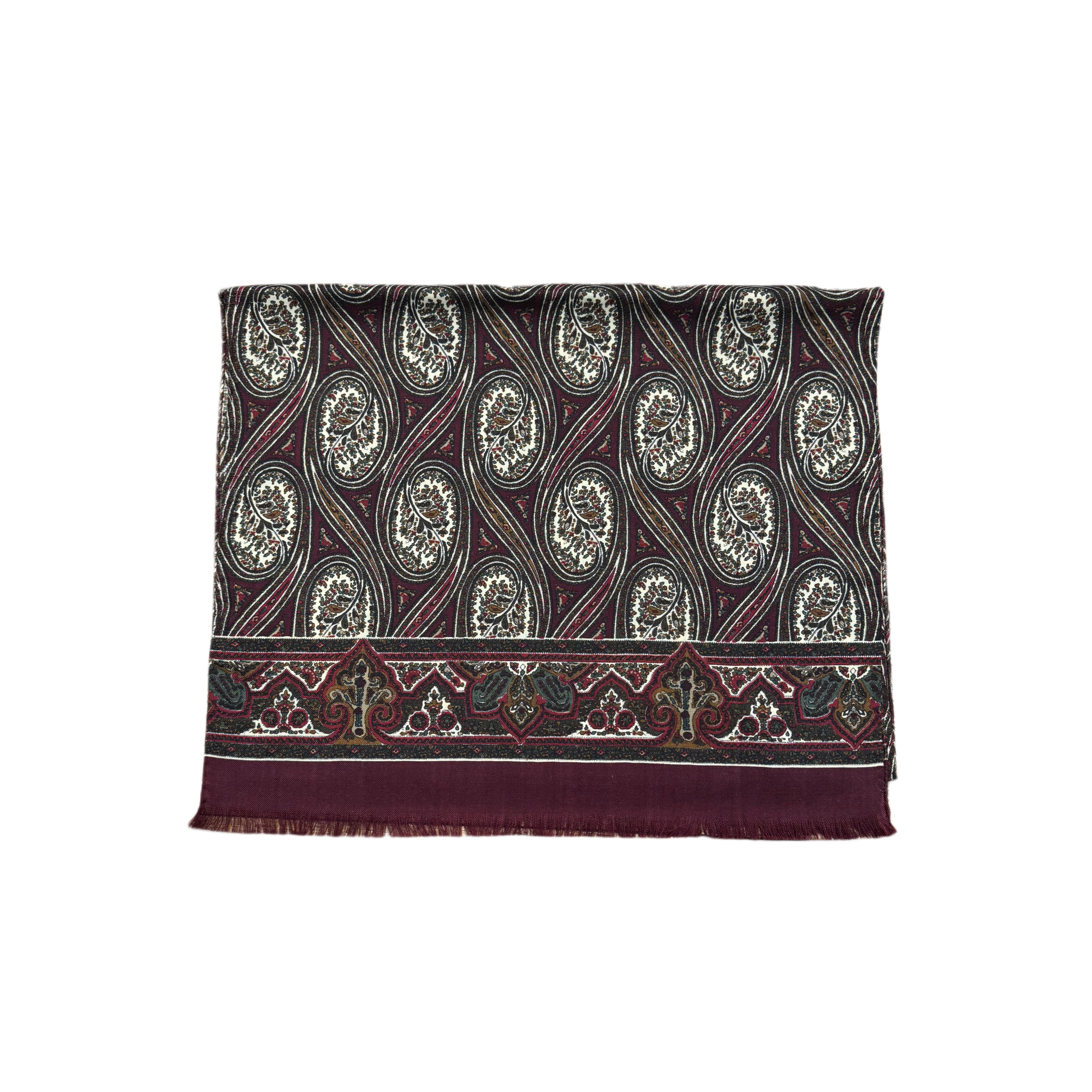 FRESH Fine Wool Scarf in Bordeaux Paisley