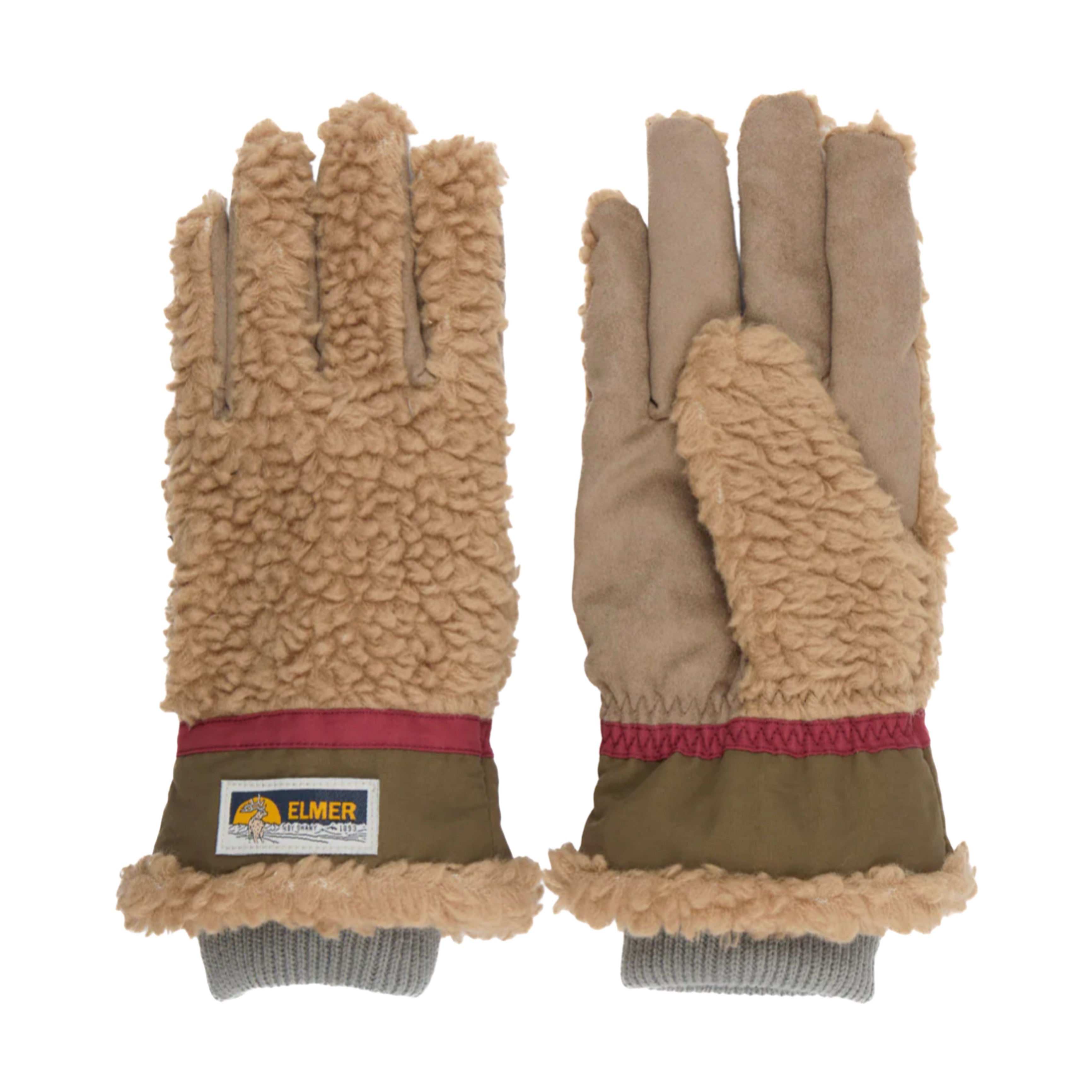 ELMER Teddy Gloves Wool Pile Camel 5 Fingers EM353