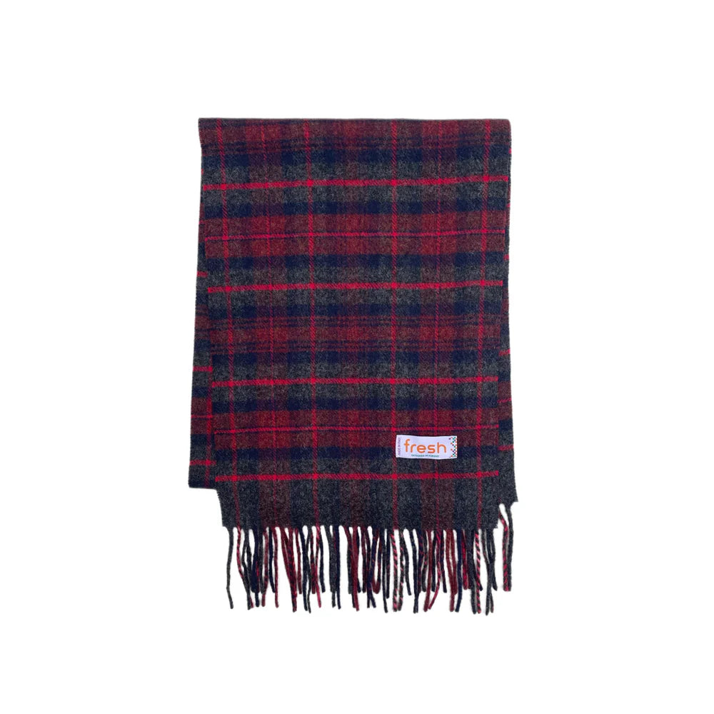 FRESH Tartan Red Navy Wool Scarf