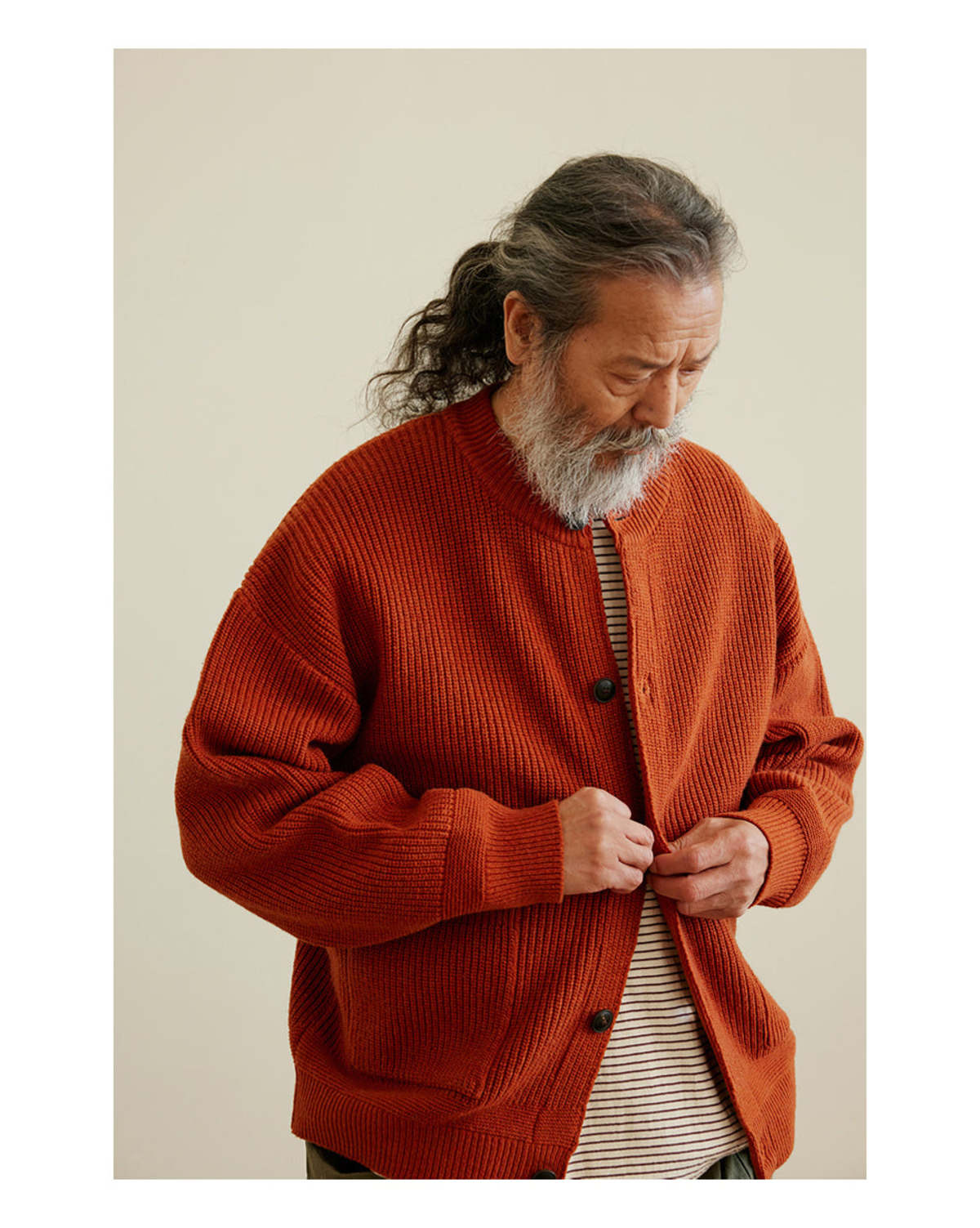 FRIZMWORKS Heavy Wool Round Cardigan Brick