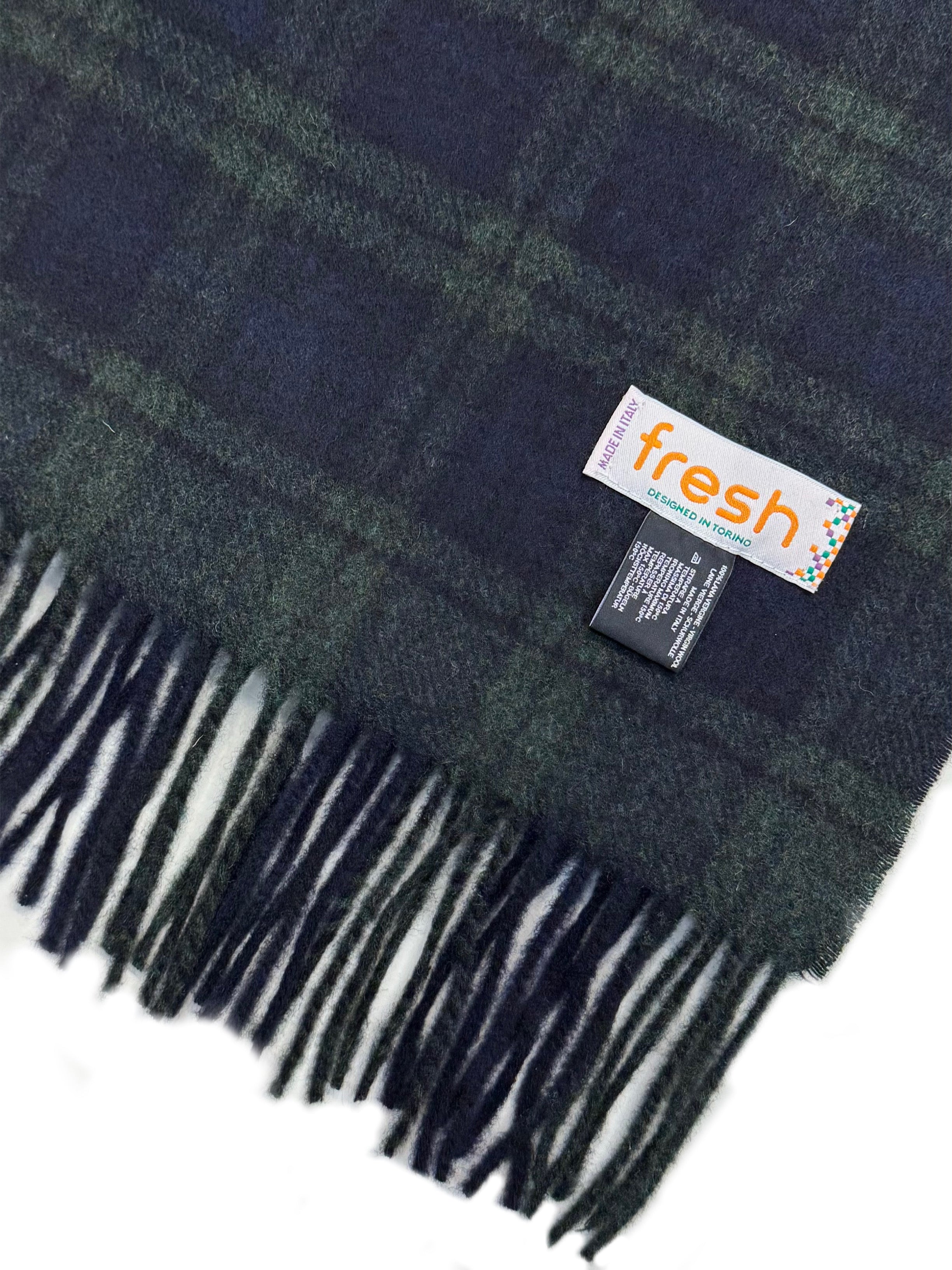 FRESH Tartan Green Navy Wool Scarf