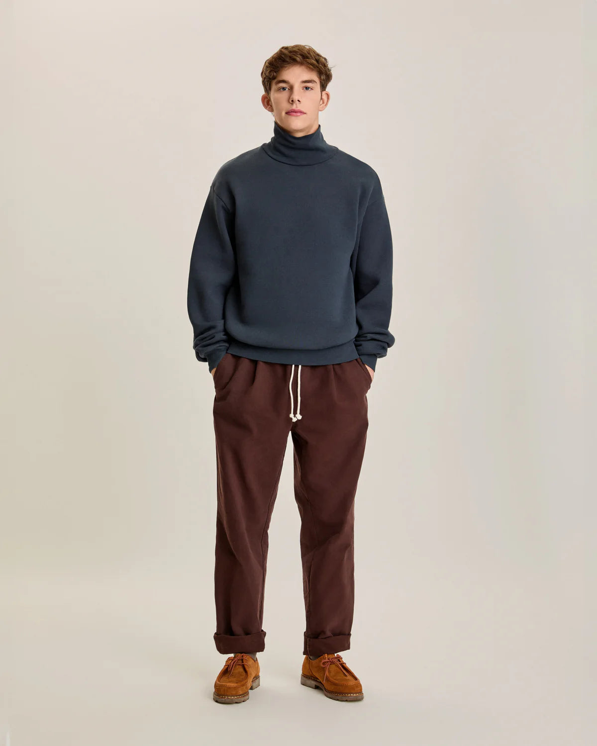 LA PAZ Falcao Dark Navy Roll Neck Sweatshirt