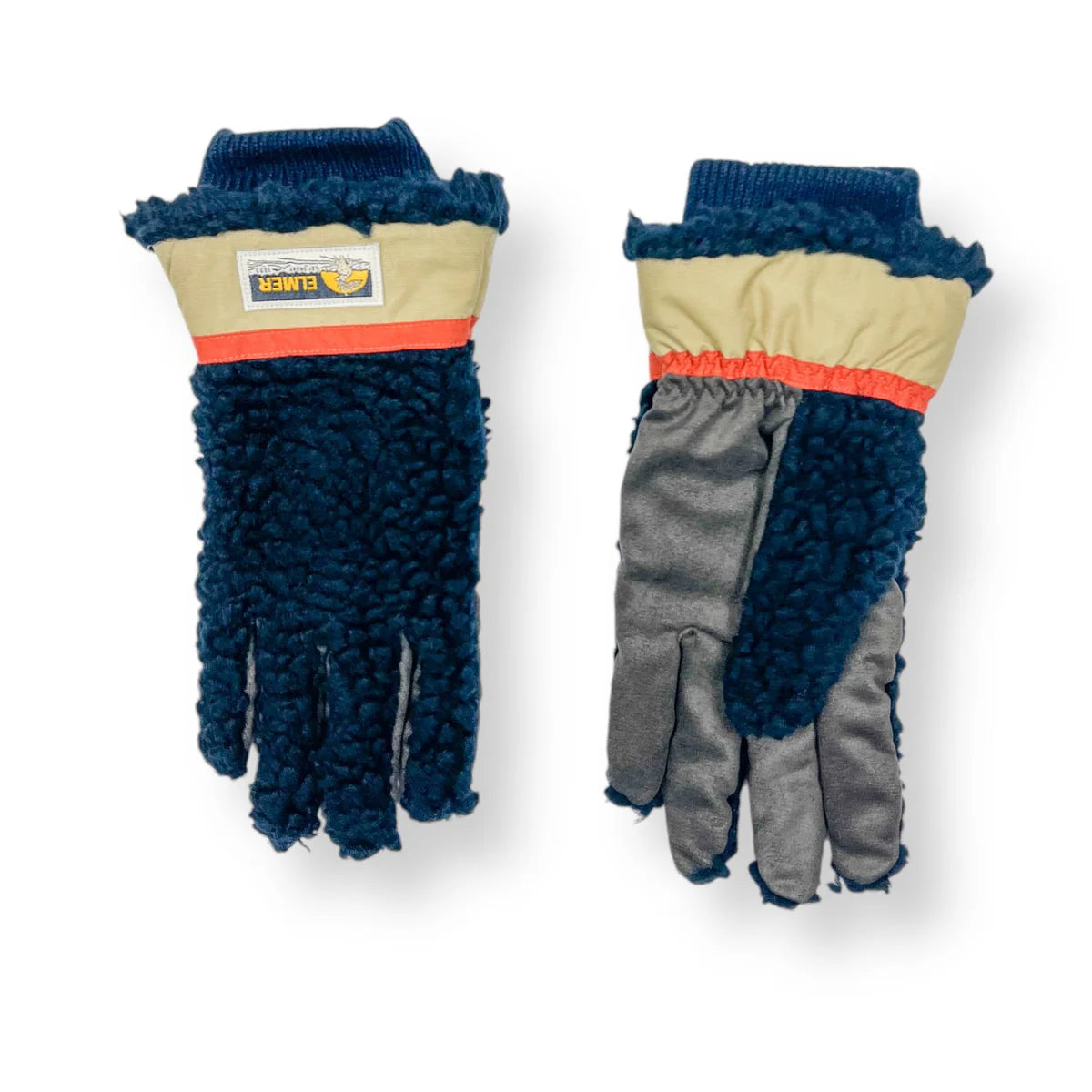 ELMER Teddy Gloves Wool Pile Navy 5 Fingers EM353