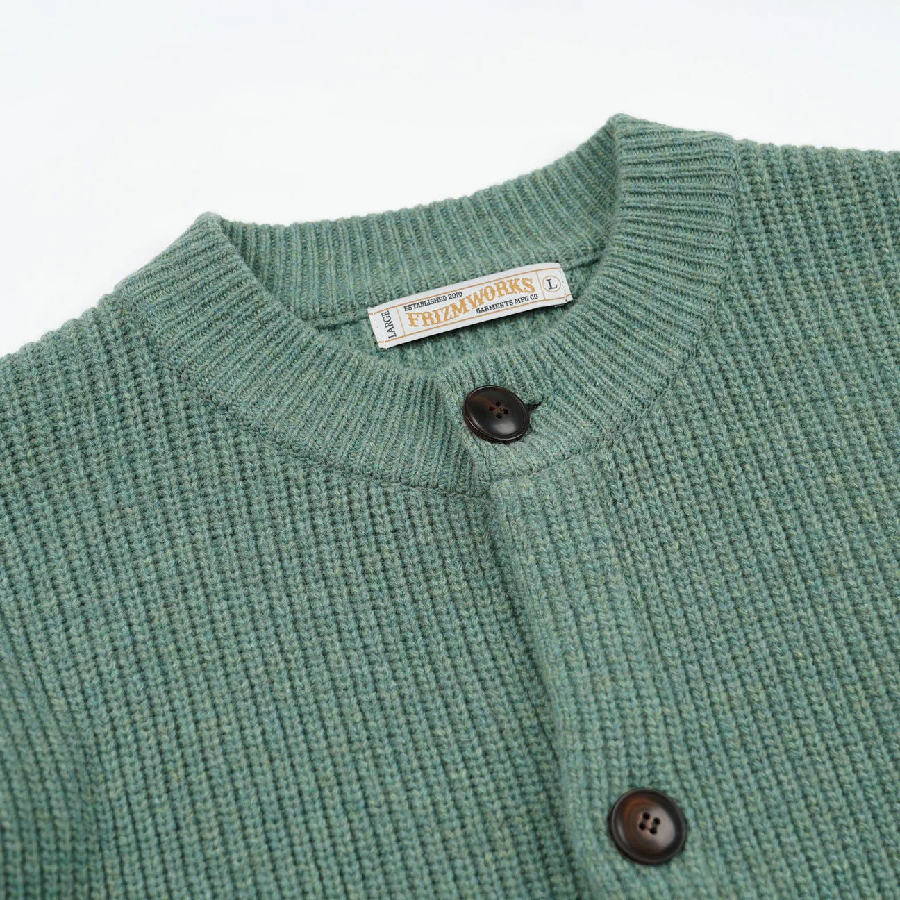 FRIZMWORKS Heavy Wool Round Cardigan Jade Green