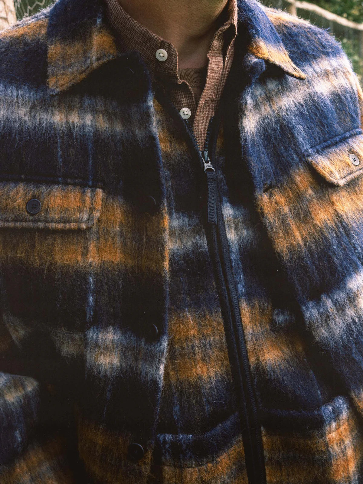 KESTIN Haston Jacket in Navy Check Brushed Wool