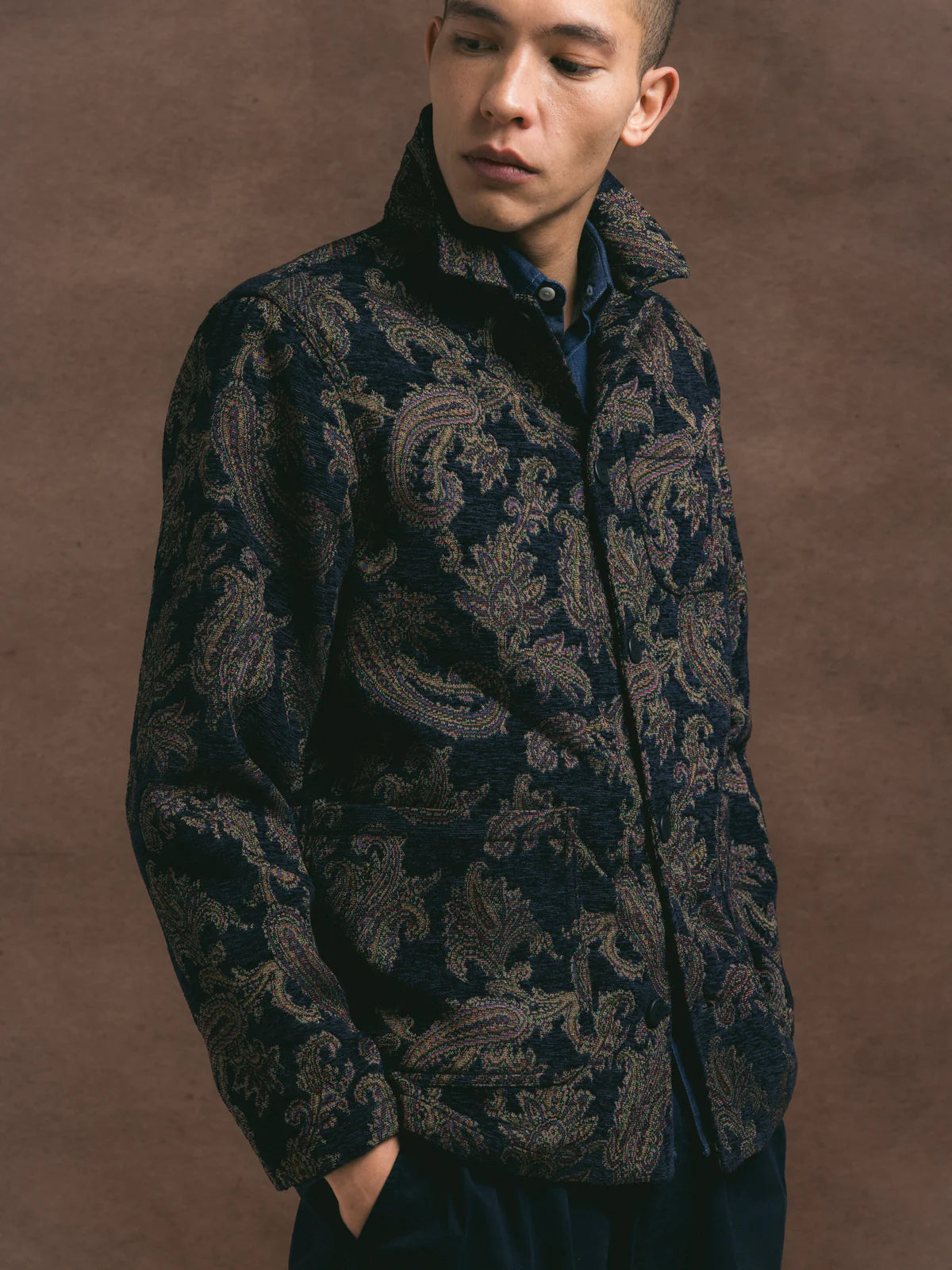 KESTIN Ormiston Jacket in Navy Paisley Jacquard
