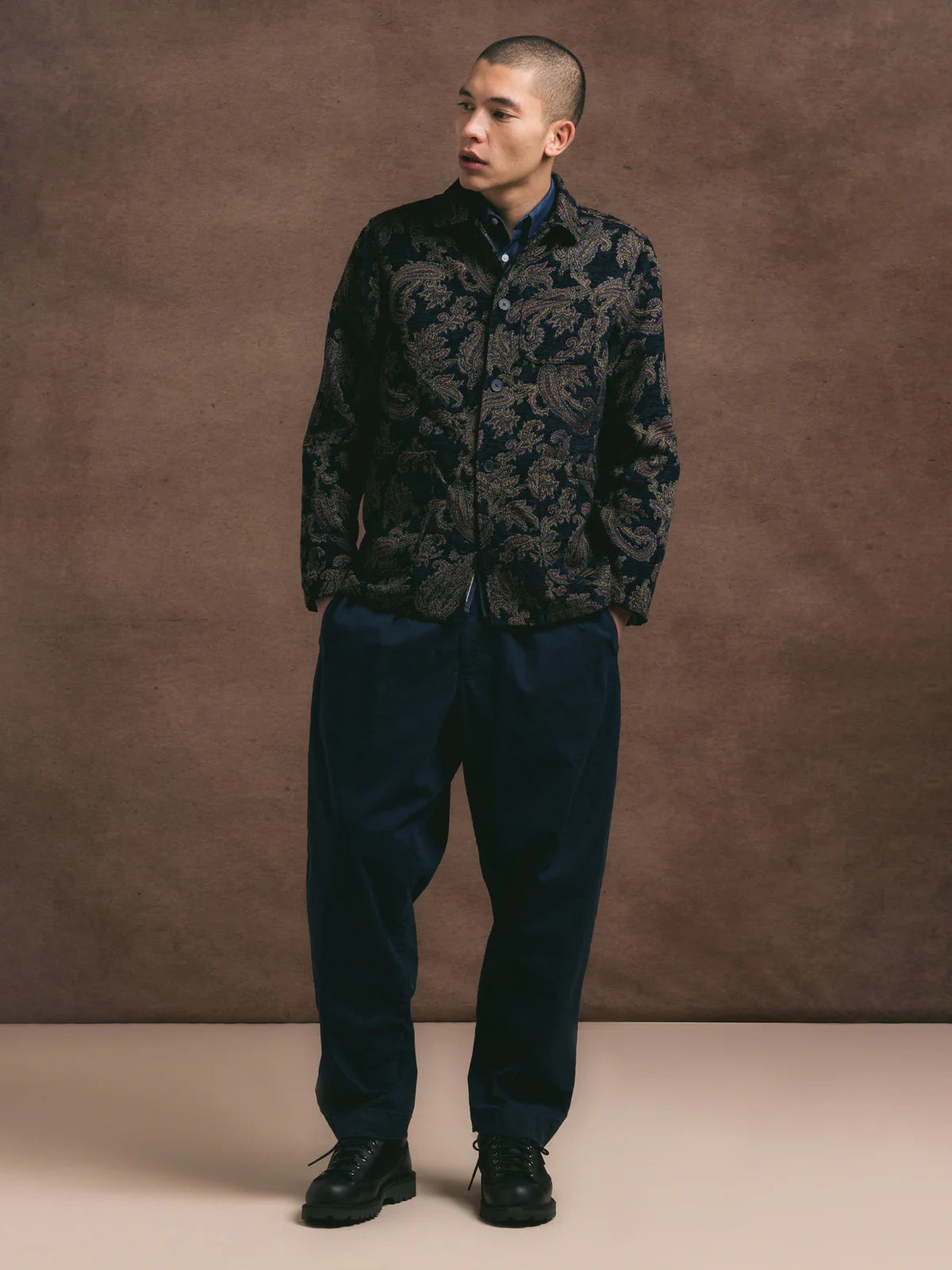KESTIN Ormiston Jacket in Navy Paisley Jacquard