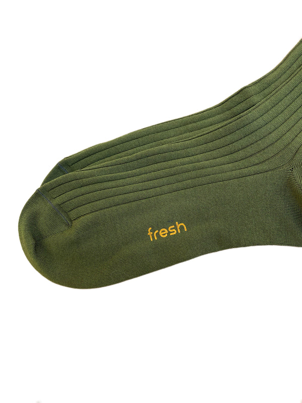 FRESH Cotton Mid-Calf Lenght Socks In Military Green