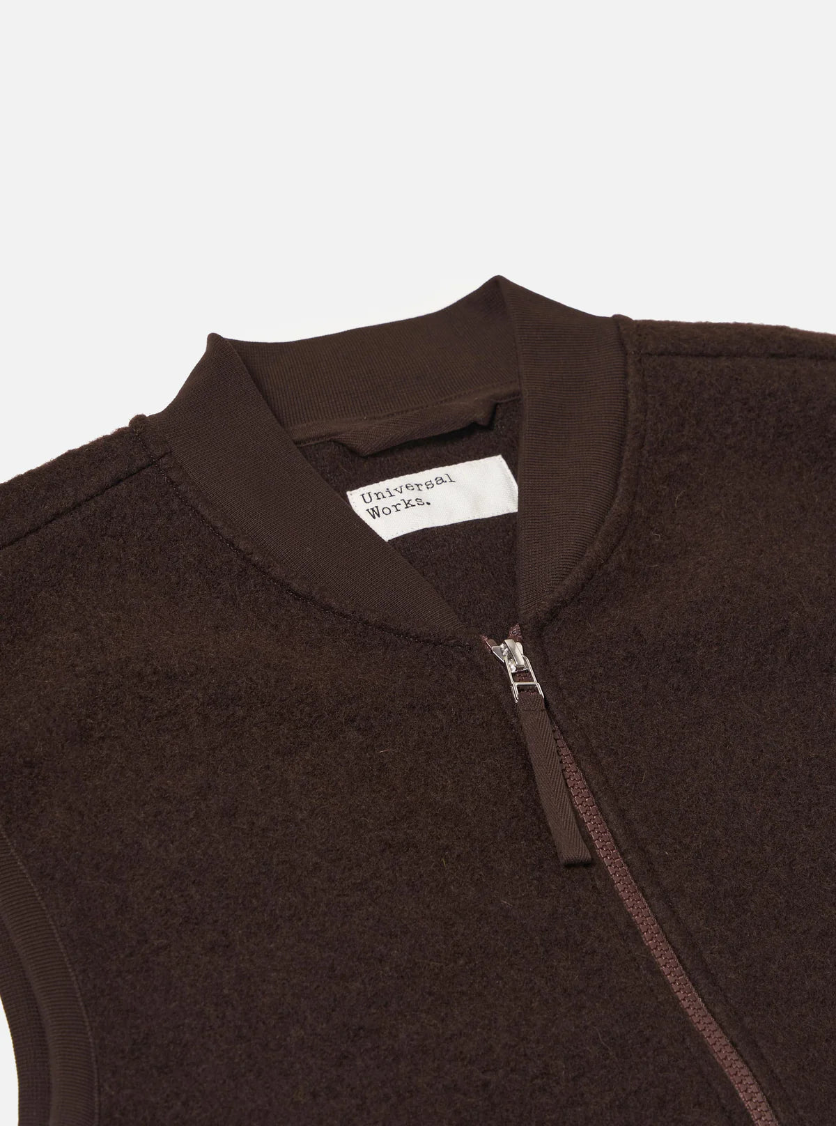 UNIVERSAL WORKS Brown Wool Fleece Zip Waistcoat