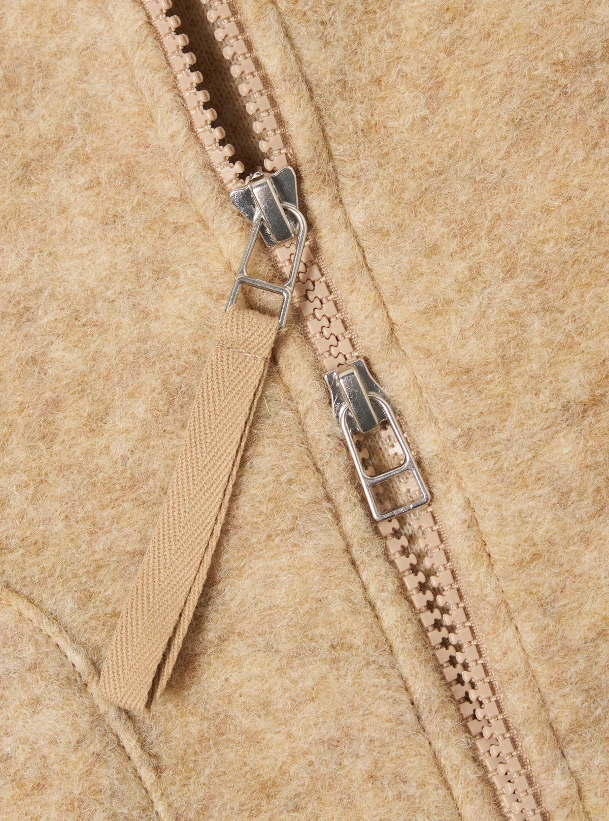 UNIVERSAL WORKS Fawn Wool Fleece Zip Waistcoat