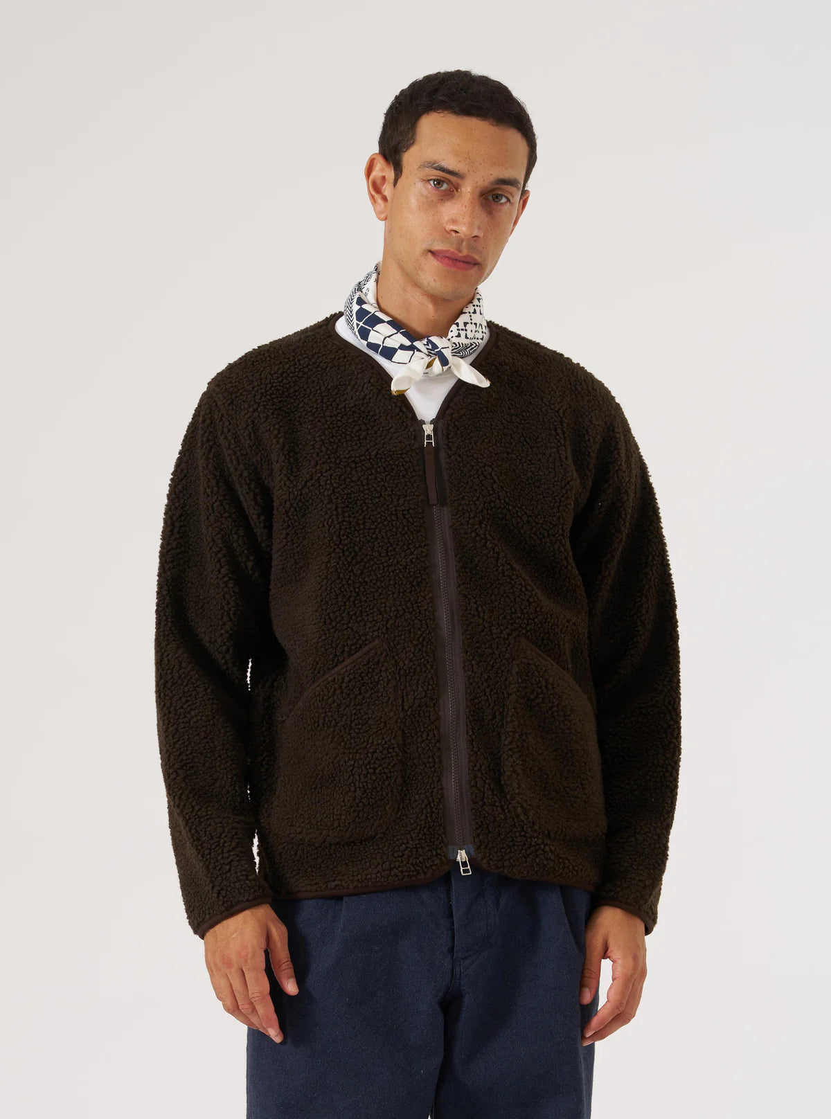 UNIVERSAL WORKS Brown Galaxy Fleece Zip Liner Jacket