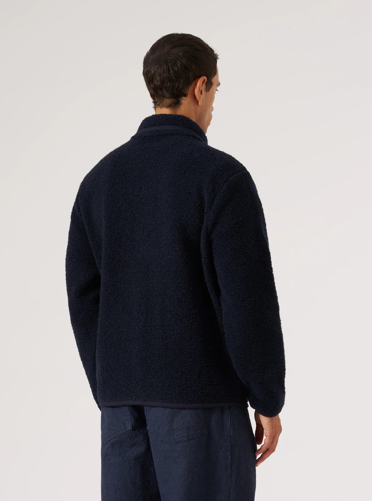 UNIVERSAL WORKS Navy Alvar Fleece Lancaster Jacket