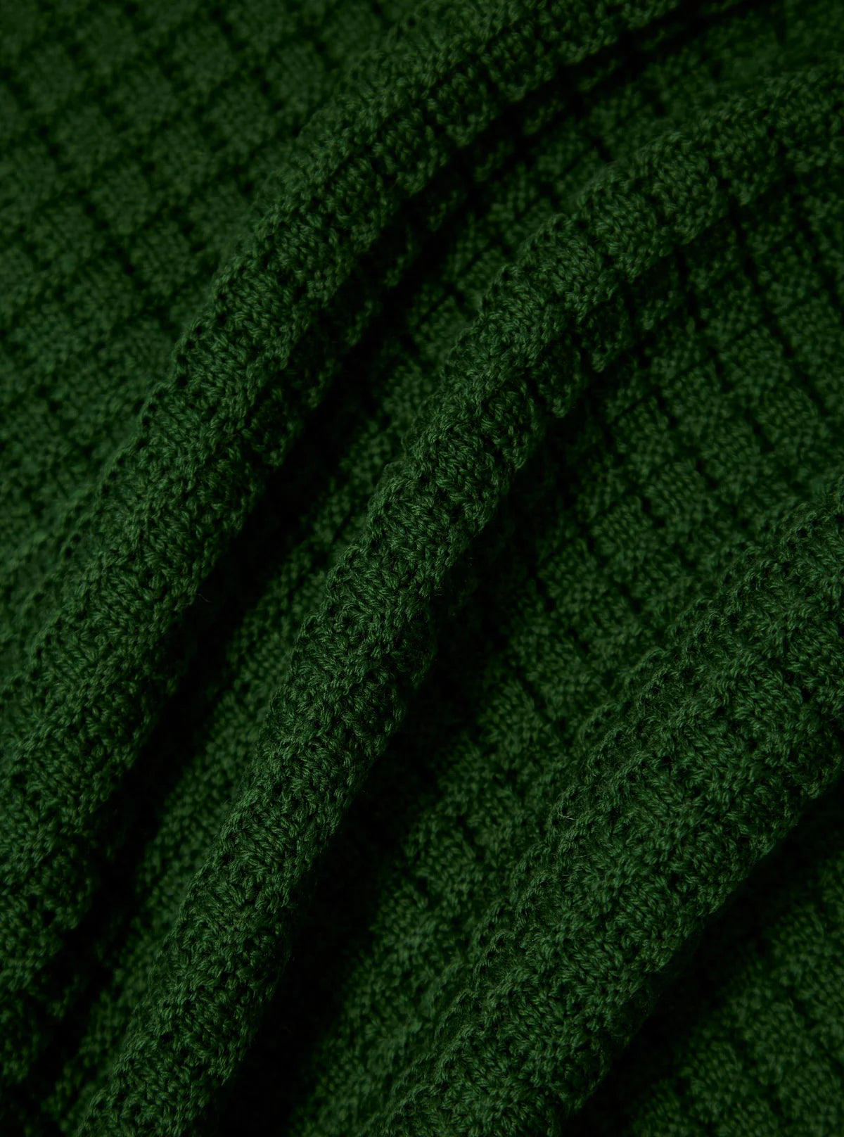 UNIVERSAL WORKS Green Textured Merino Knit Charlie Cardigan