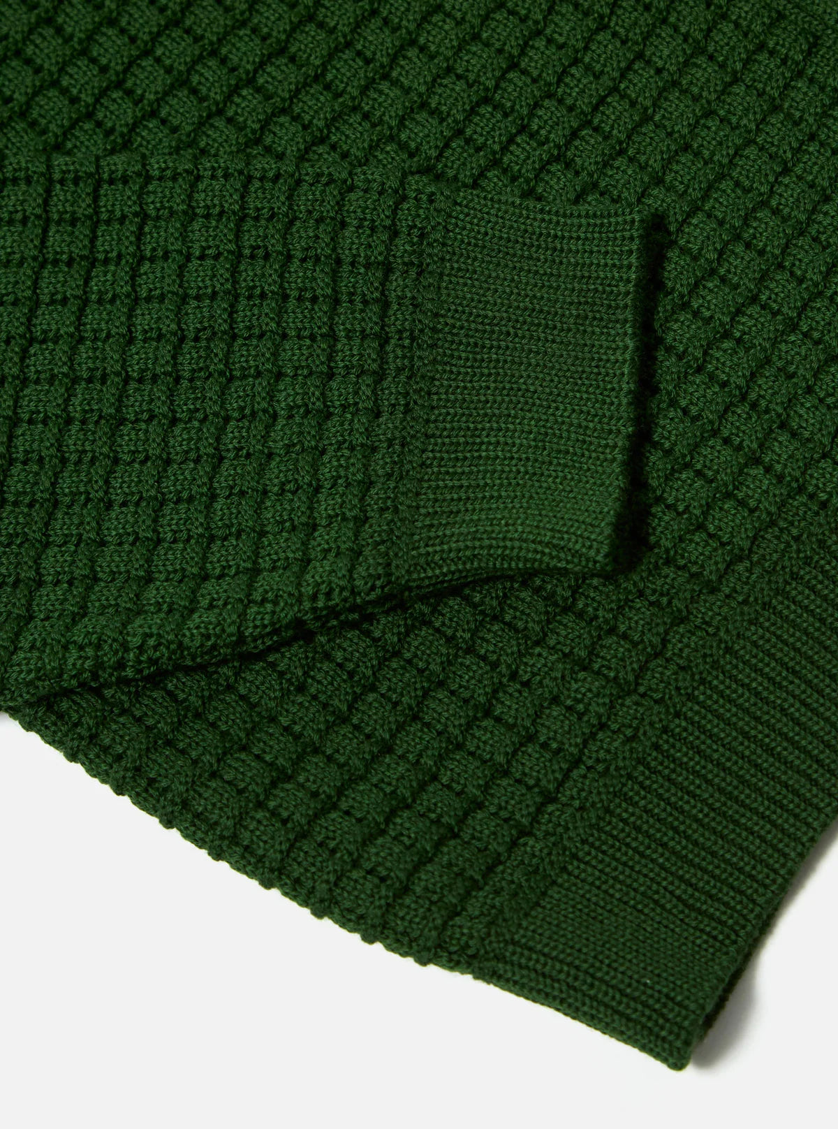 UNIVERSAL WORKS Green Textured Merino Knit Charlie Cardigan