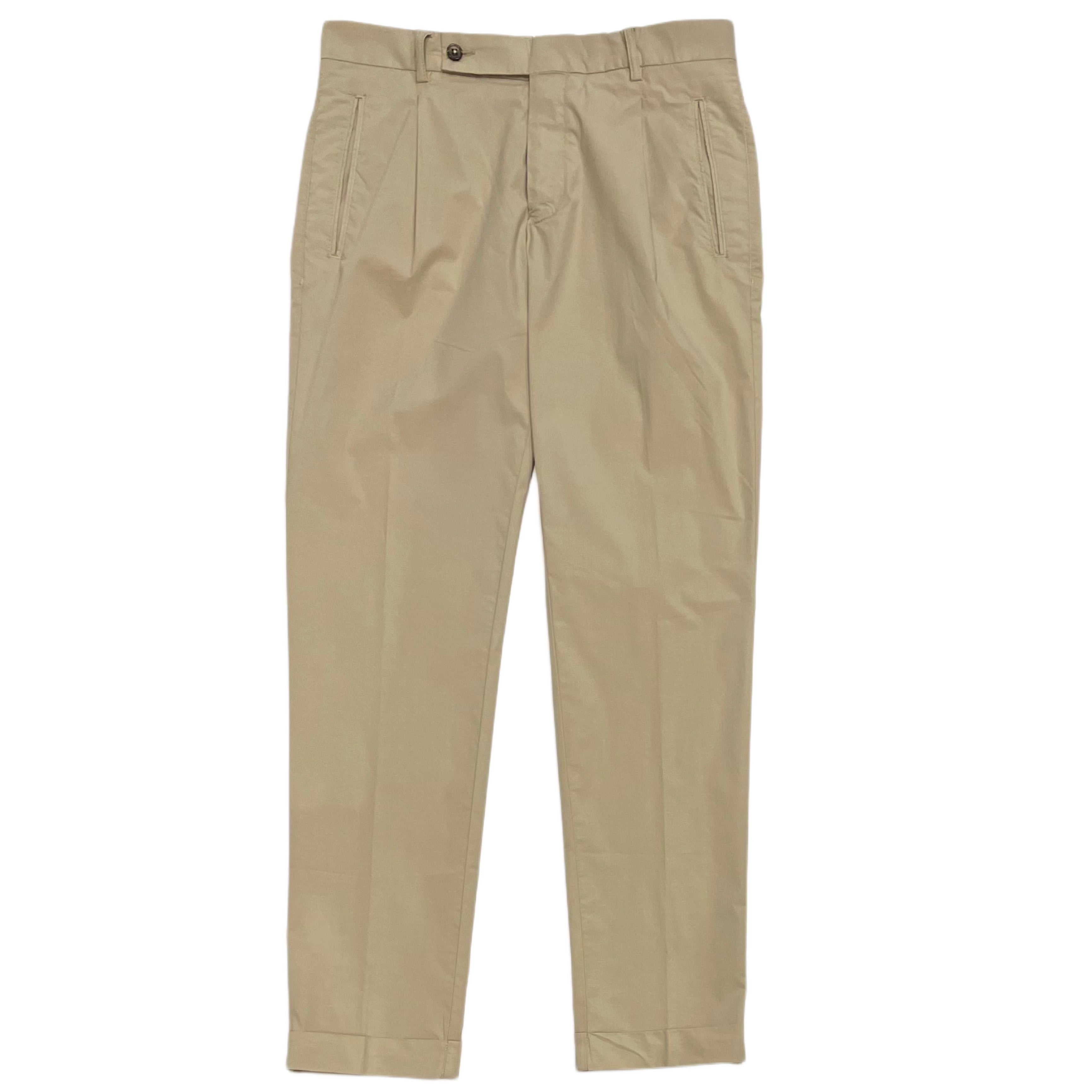 Pantaloni chino plissettati FRESH Nervi in cotone lyocell beige