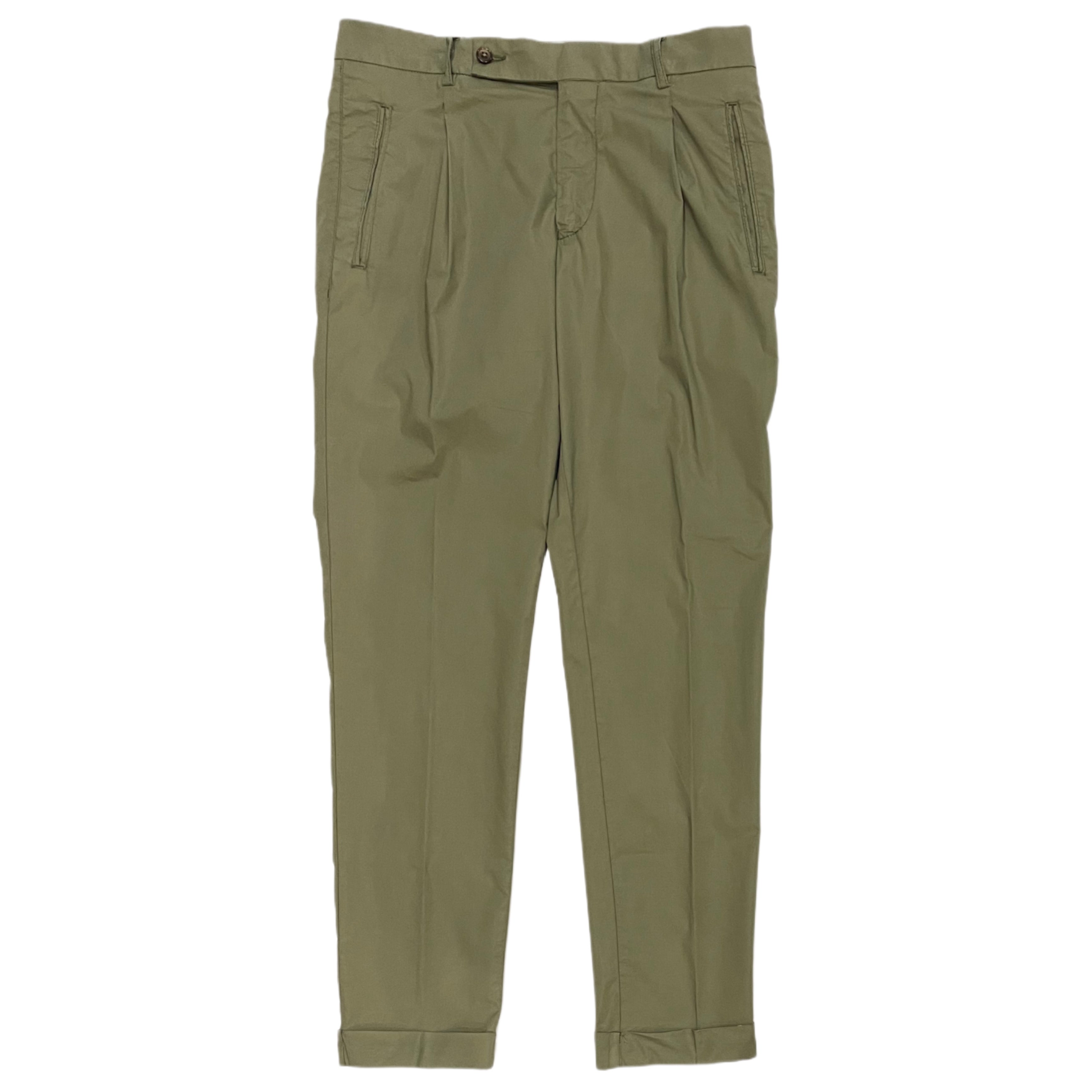 Pantaloni chino plissettati FRESH Nervi in cotone lyocell in verde militare