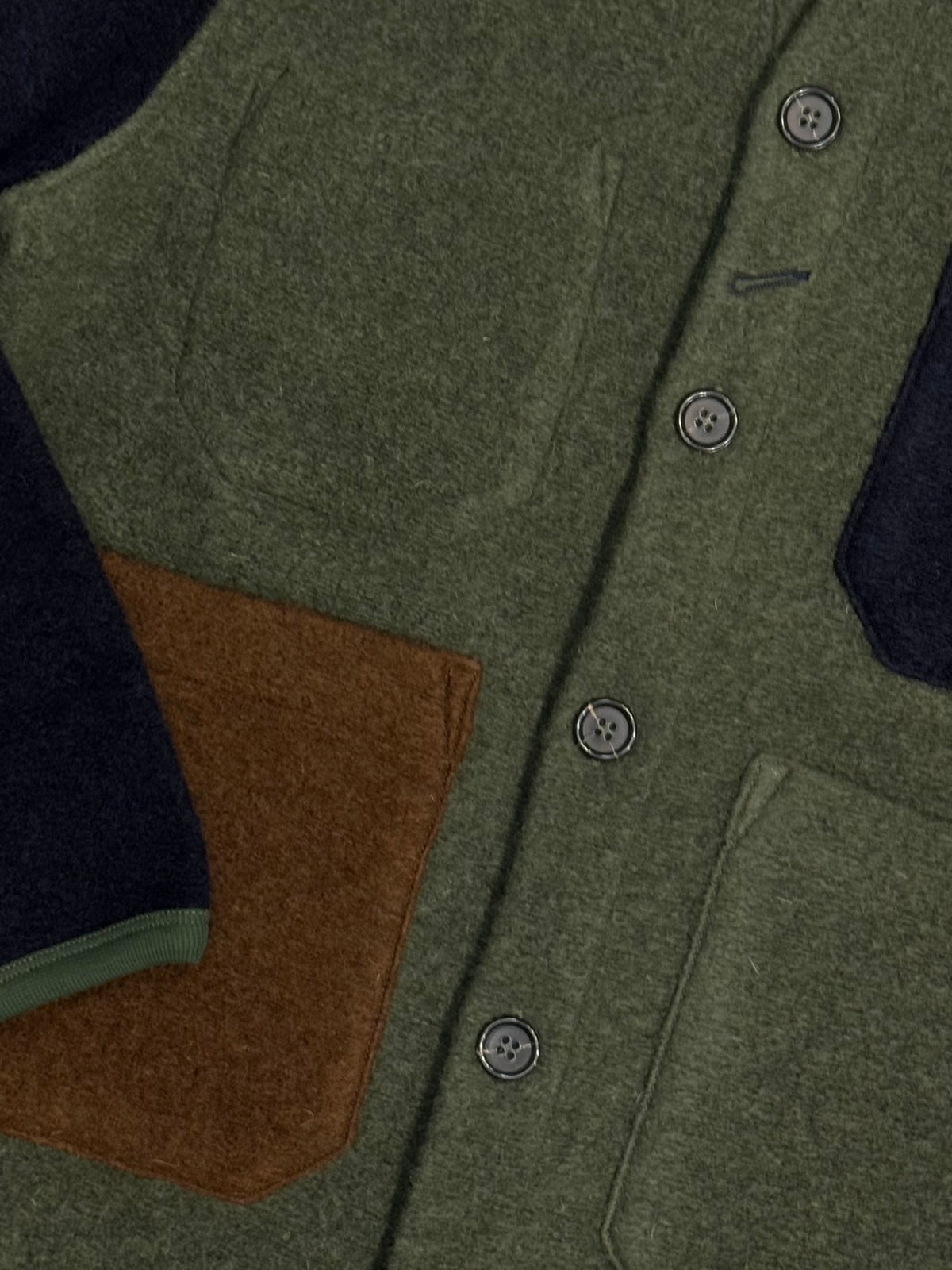 UNIVERSAL WORKS x Fresh Cardigan Wool Fleece Olive Cocoa
