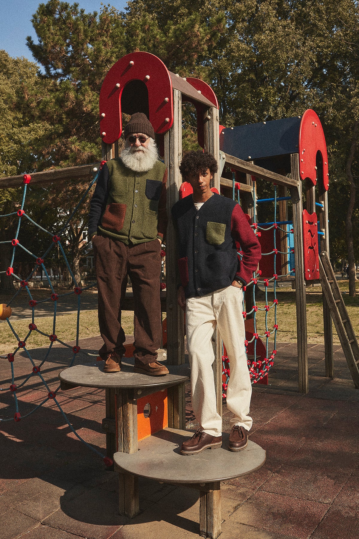 UNIVERSAL WORKS x Fresh Cardigan Wool Fleece Olive Cocoa